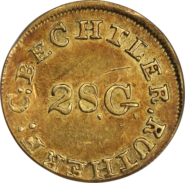 Undated (1835-1837) Christopher Bechtler $1. K-3. Rarity-6. 28.G.