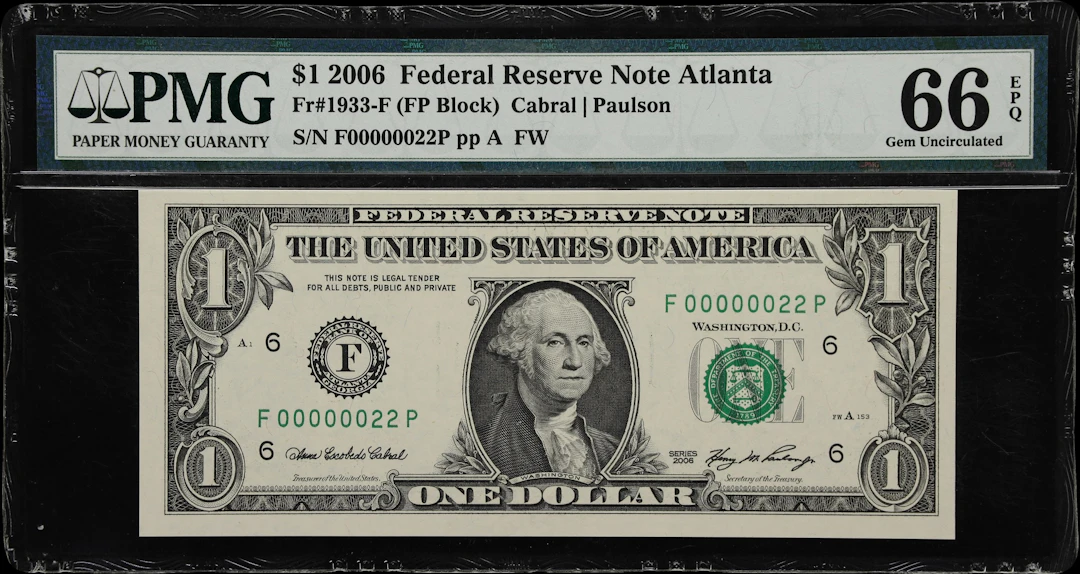 Fr. 1933-F. 2006 $1 Federal Reserve Note. Atlanta. PMG Gem Uncirculated