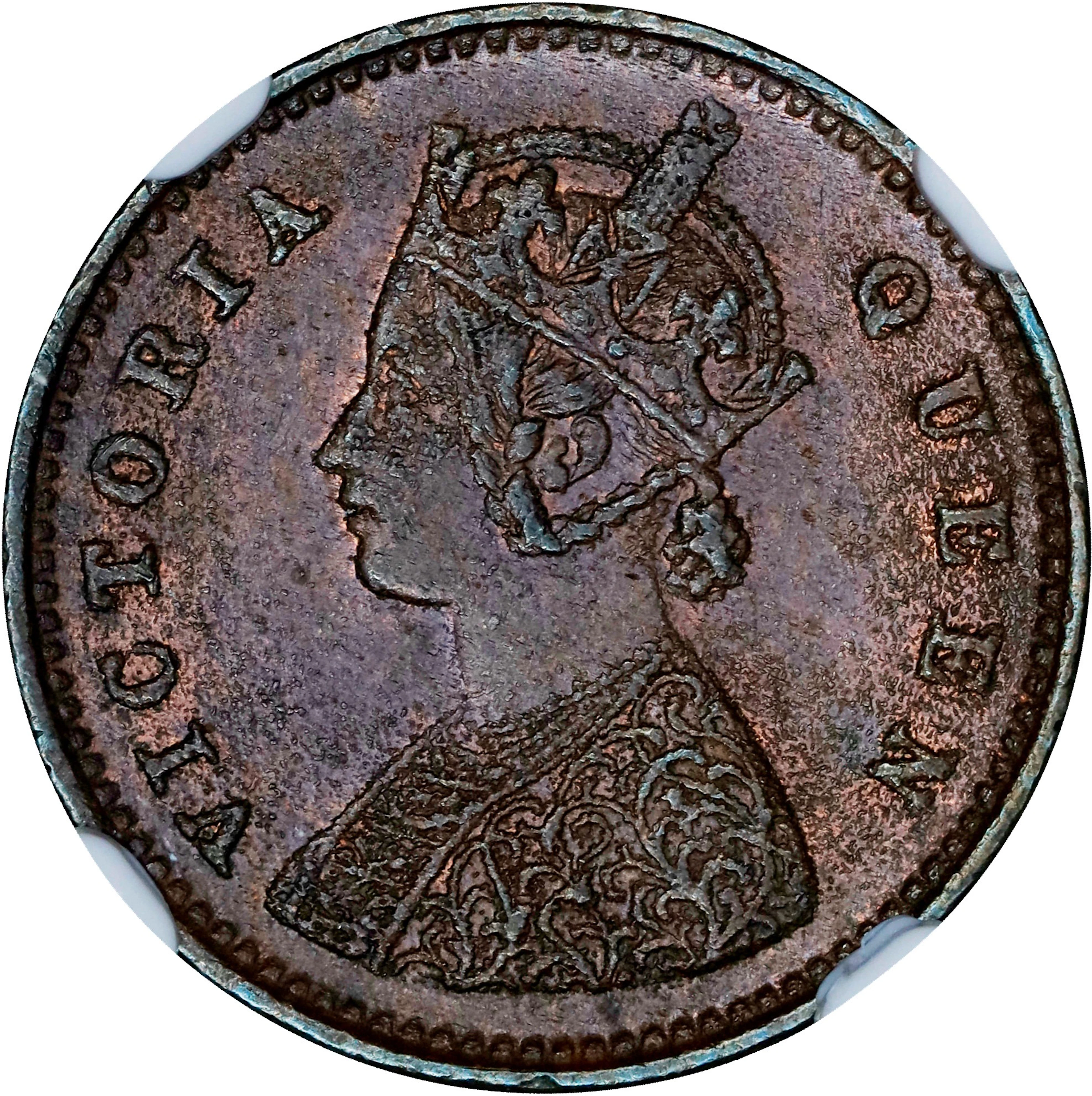 INDIA. 1/12 Anna, 1862-(C). Calcutta Mint. Victoria. NGC MS-62 Brown.