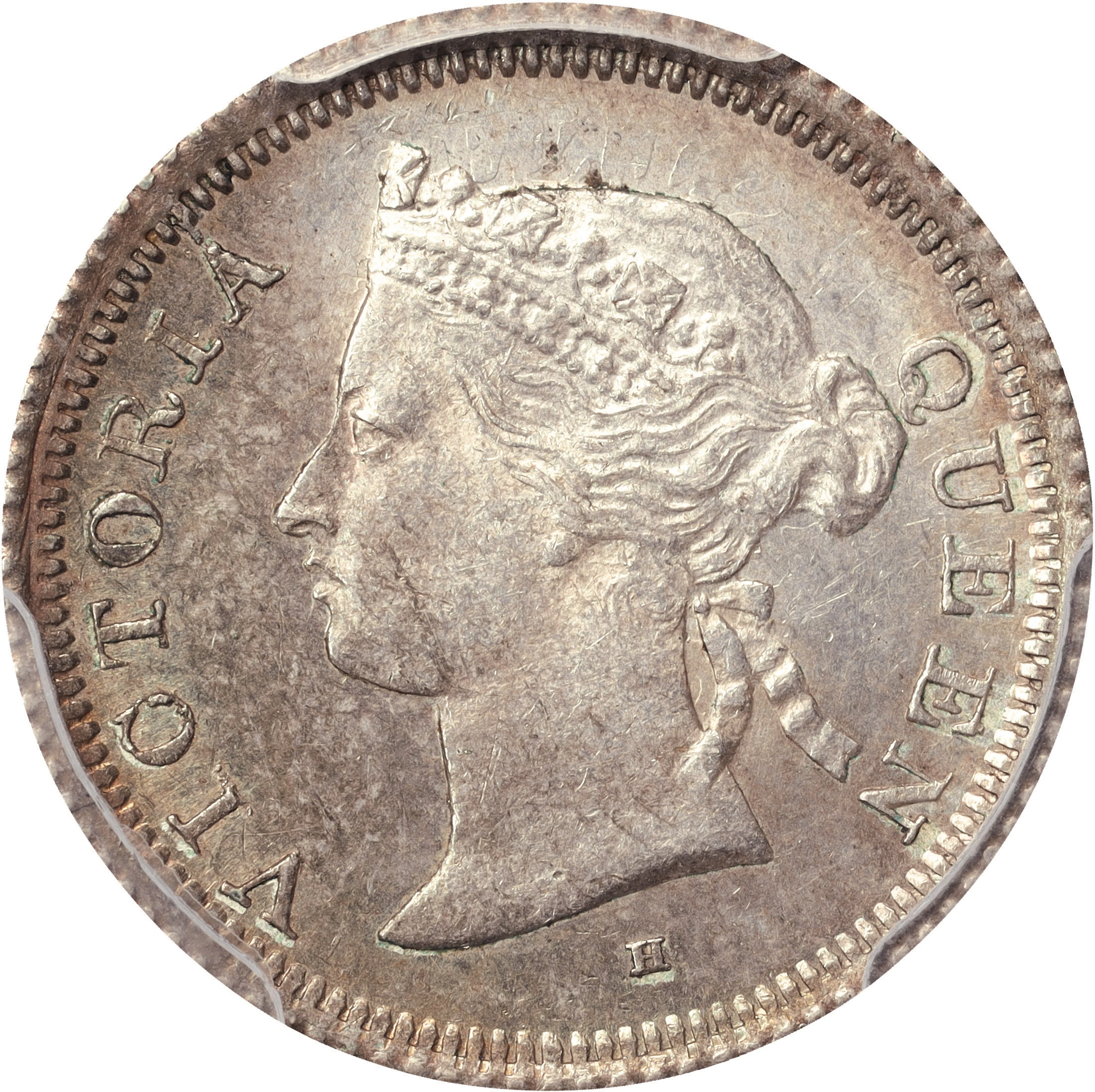 (t) HONG KONG (SAR). 5 Cents, 1877-H. Birmingham (Heaton) Mint. Victoria.