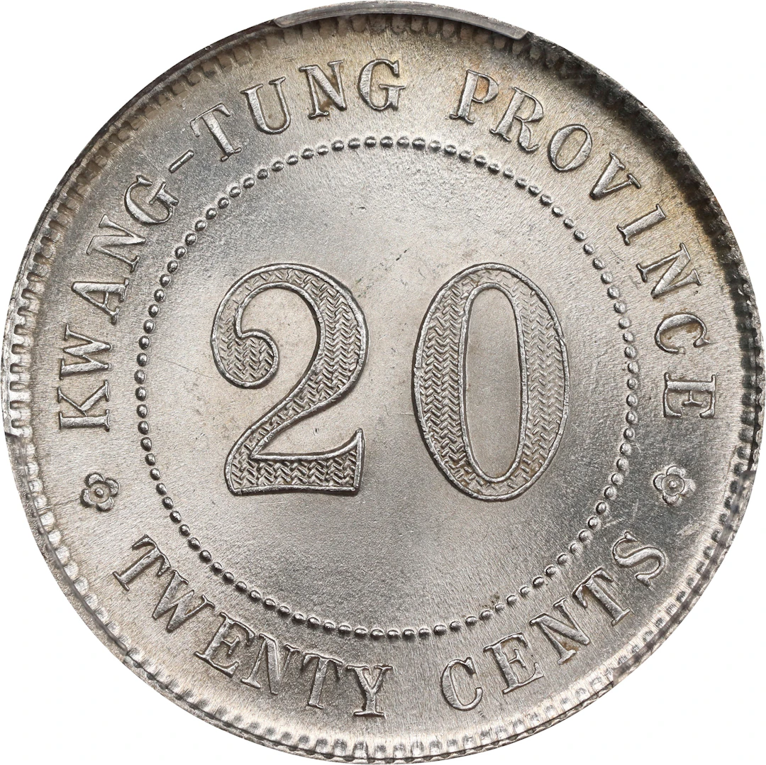 (t) CHINA. Kwangtung. 20 Cents, Year 2 (1913). Kwangtung Mint. PCGS MS-64.