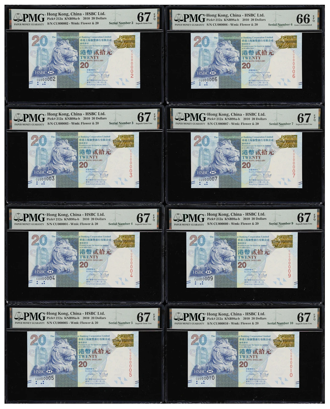 (t) HONG KONG (SAR). Lot of (8). Hong Kong & Shanghai Banking Corporation