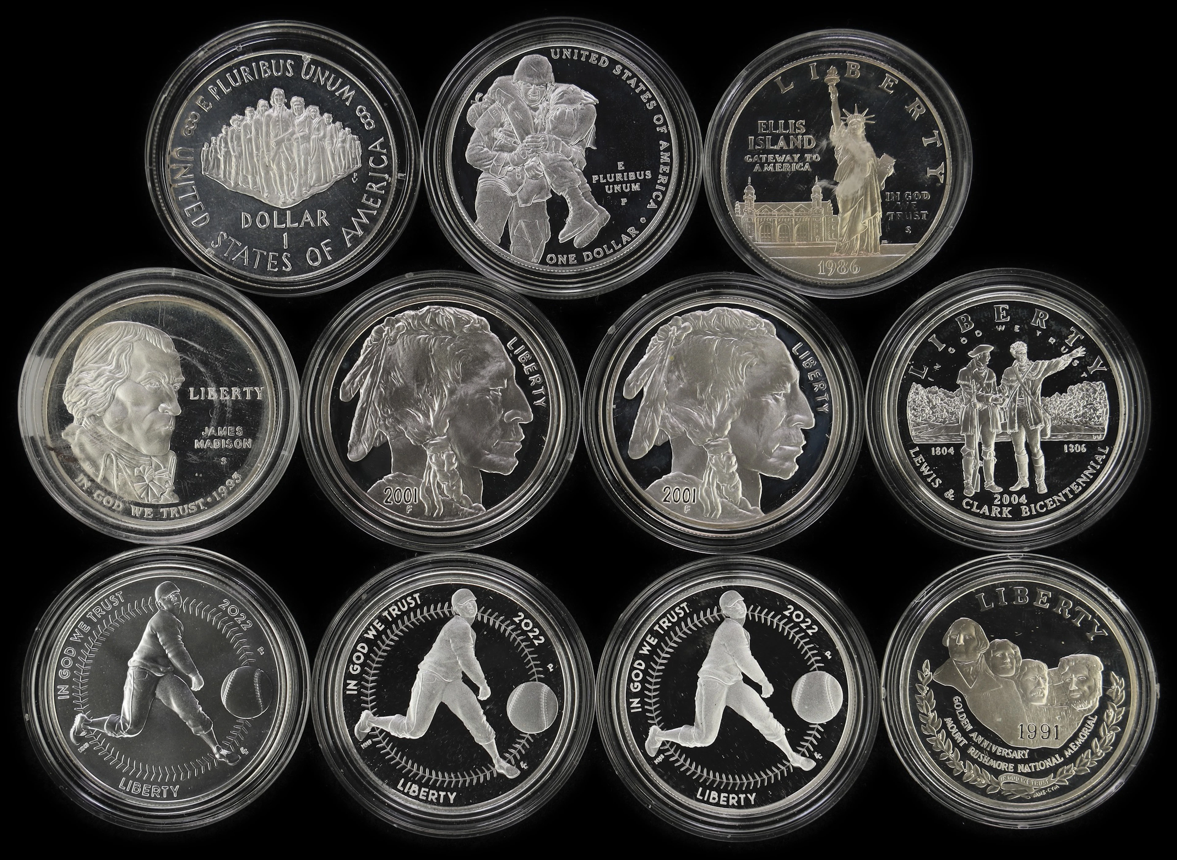 (8.507 oz, 264.614 g ASW). Lot of (11) Mixed Date U.S. Commemorative Silver $1.