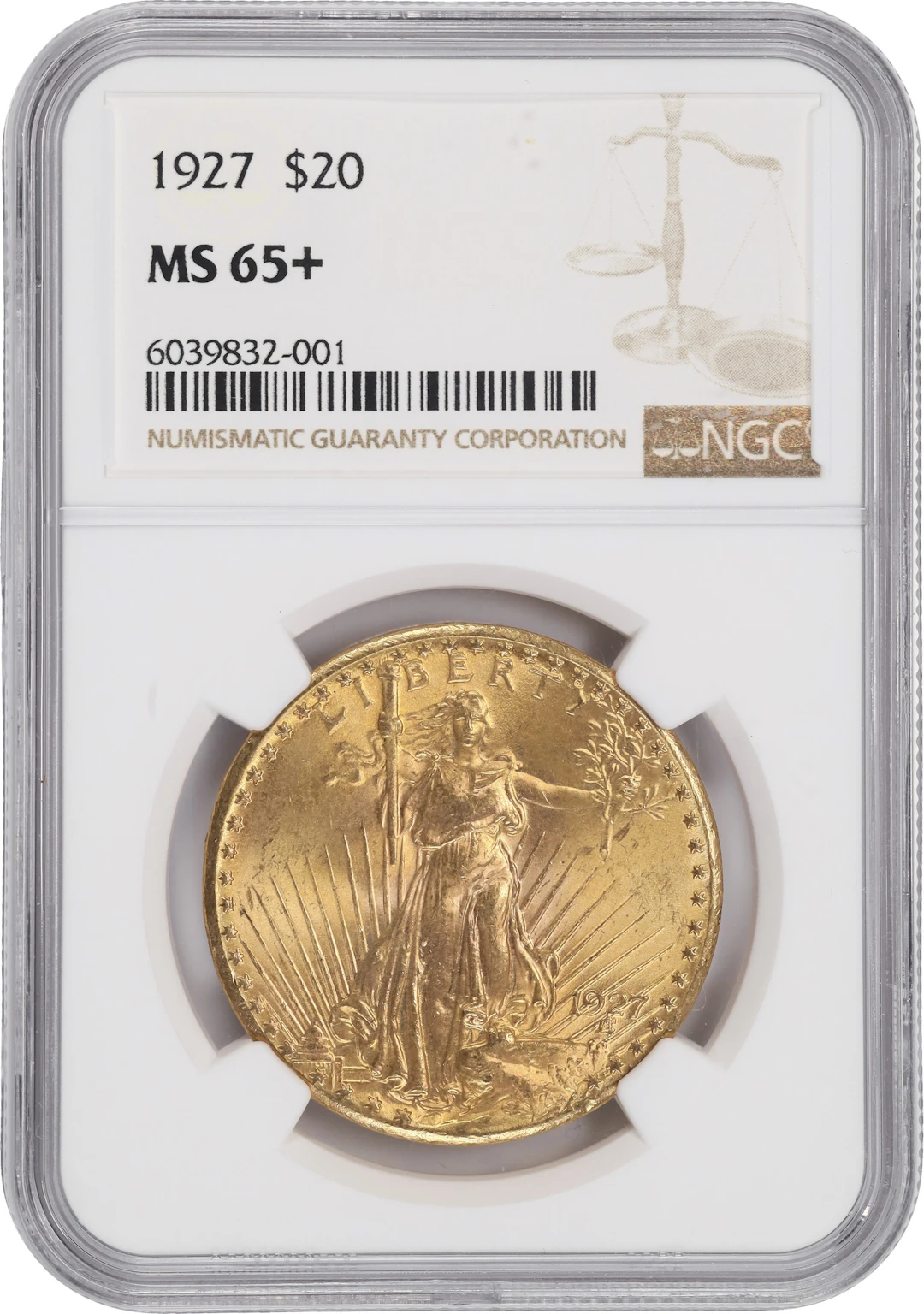 (0.968 oz, 30.093 g AGW). 1927 Saint-Gaudens Double Eagle Gold $20.