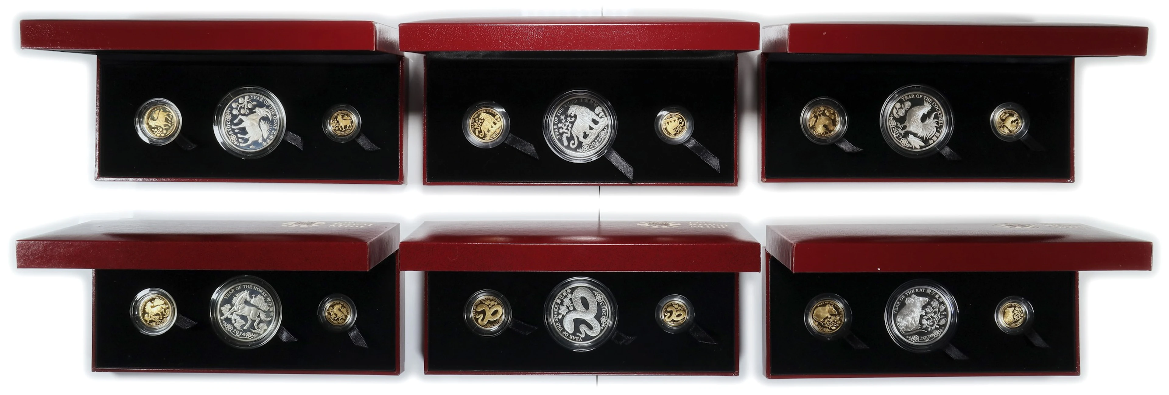 (t) HONG KONG (SAR). Set of Lunar Series Medal Sets (12 Sets/36 Pieces)