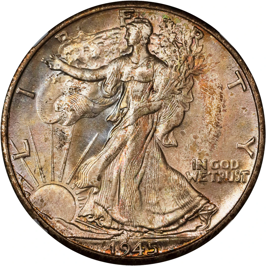 1945-D Walking Liberty Half Dollar. MS-67 (NGC).
