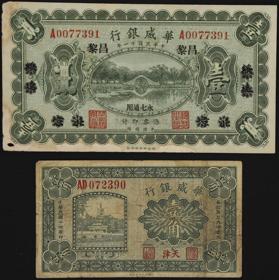 (t) CHINA--FOREIGN BANKS. Lot of (2). Sino-Scandinavian Bank. 10 Cents
