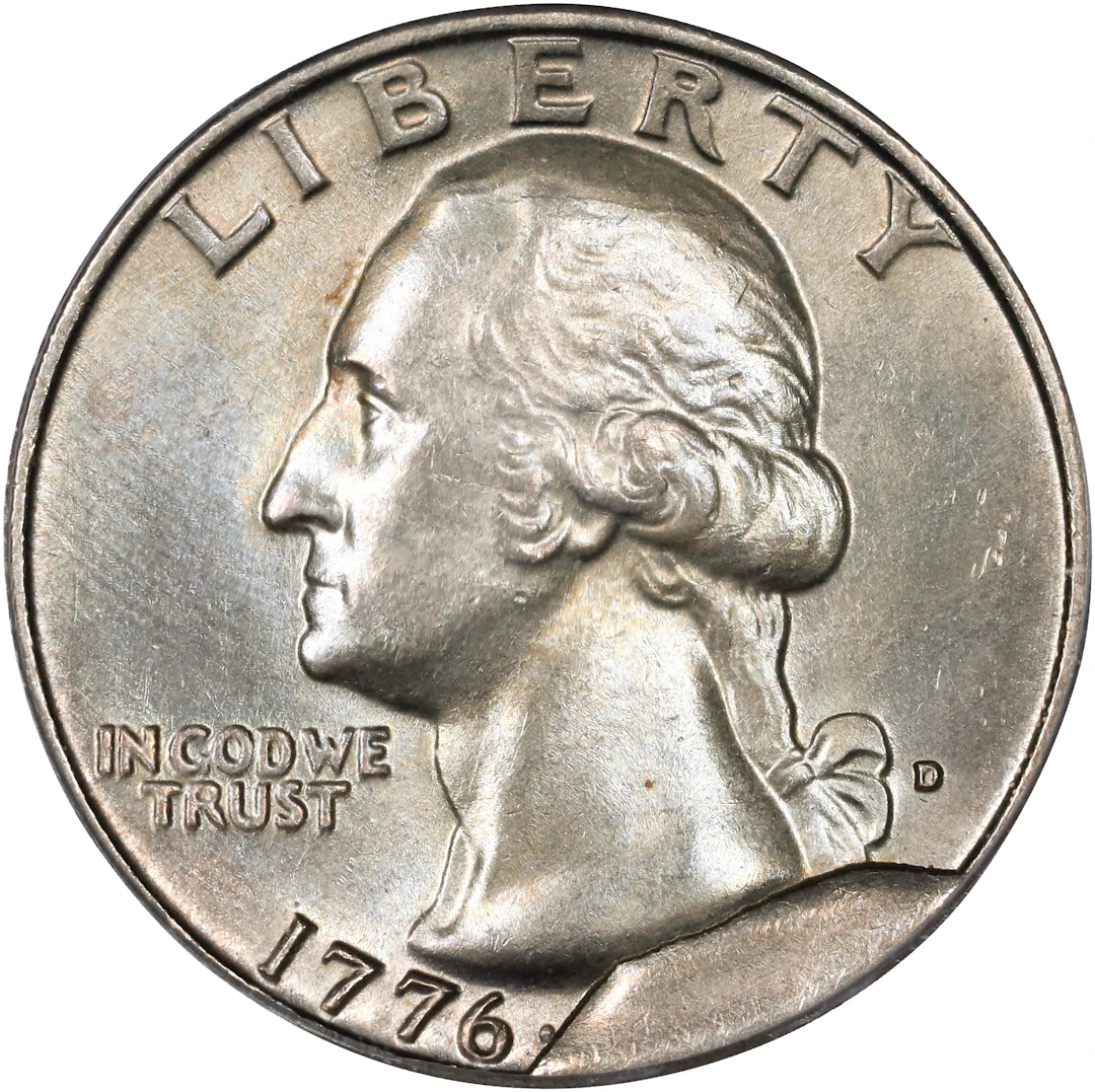1976-D Washington Quarter. Obverse Cud Die Break. MS-64 (PCGS).