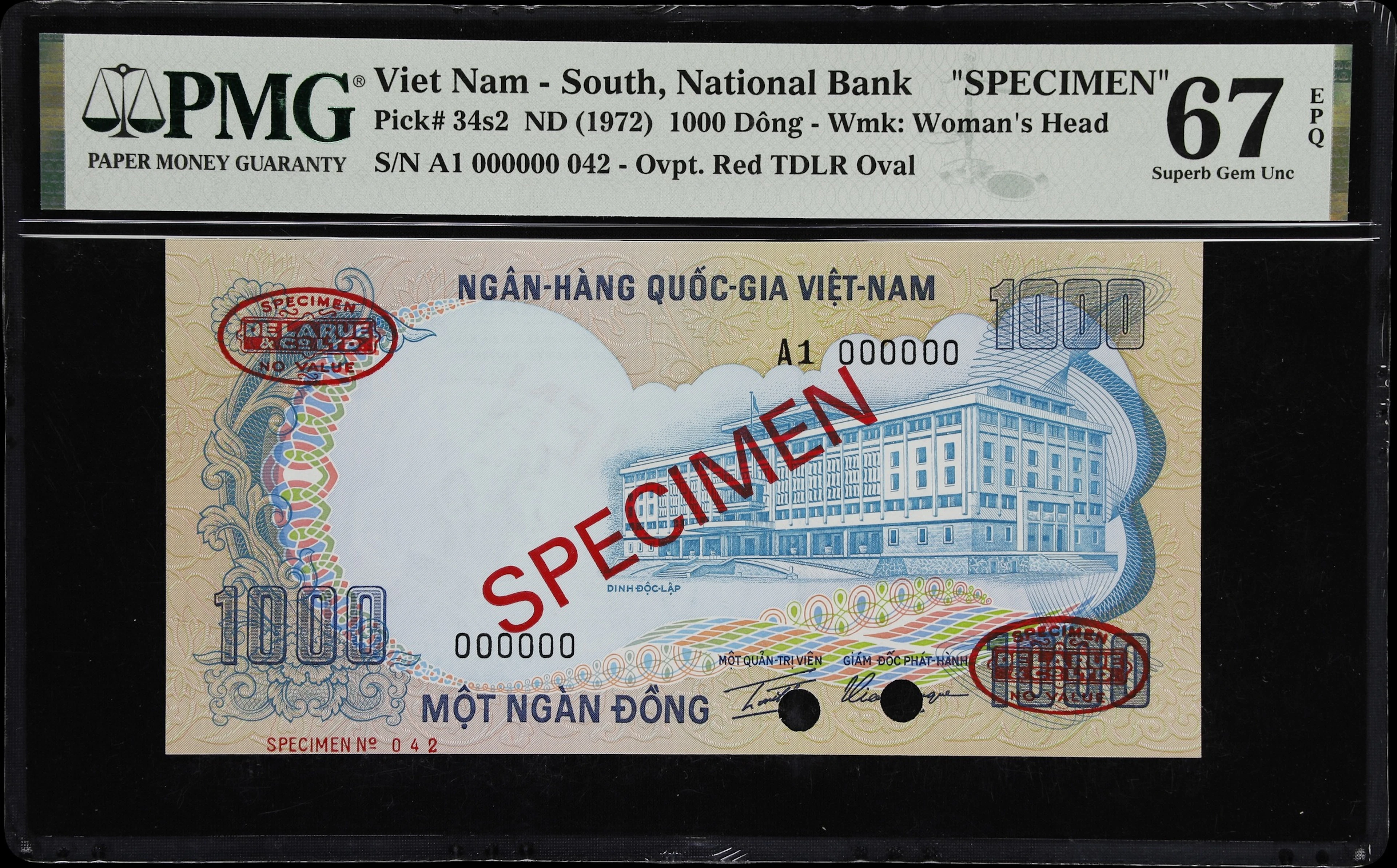 VIETNAM, SOUTH. National Bank of Vietnam. 1000 Dong, ND (1972). P-34s2.
