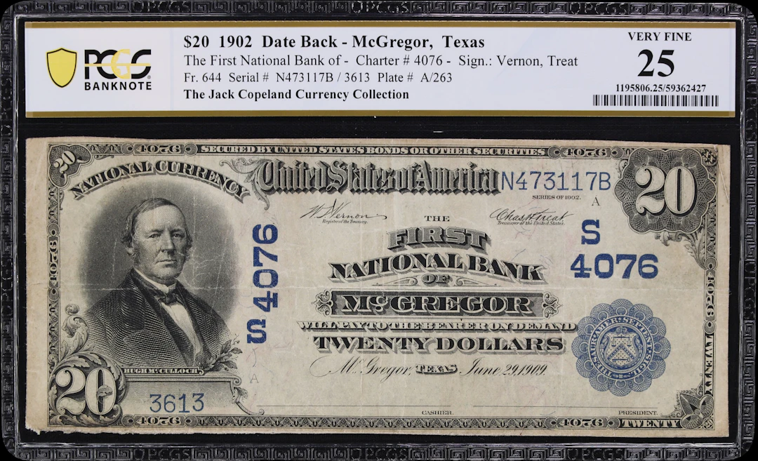 McGregor, Texas. $20 1902 Date Back. Fr. 644. First NB. Charter #4076.