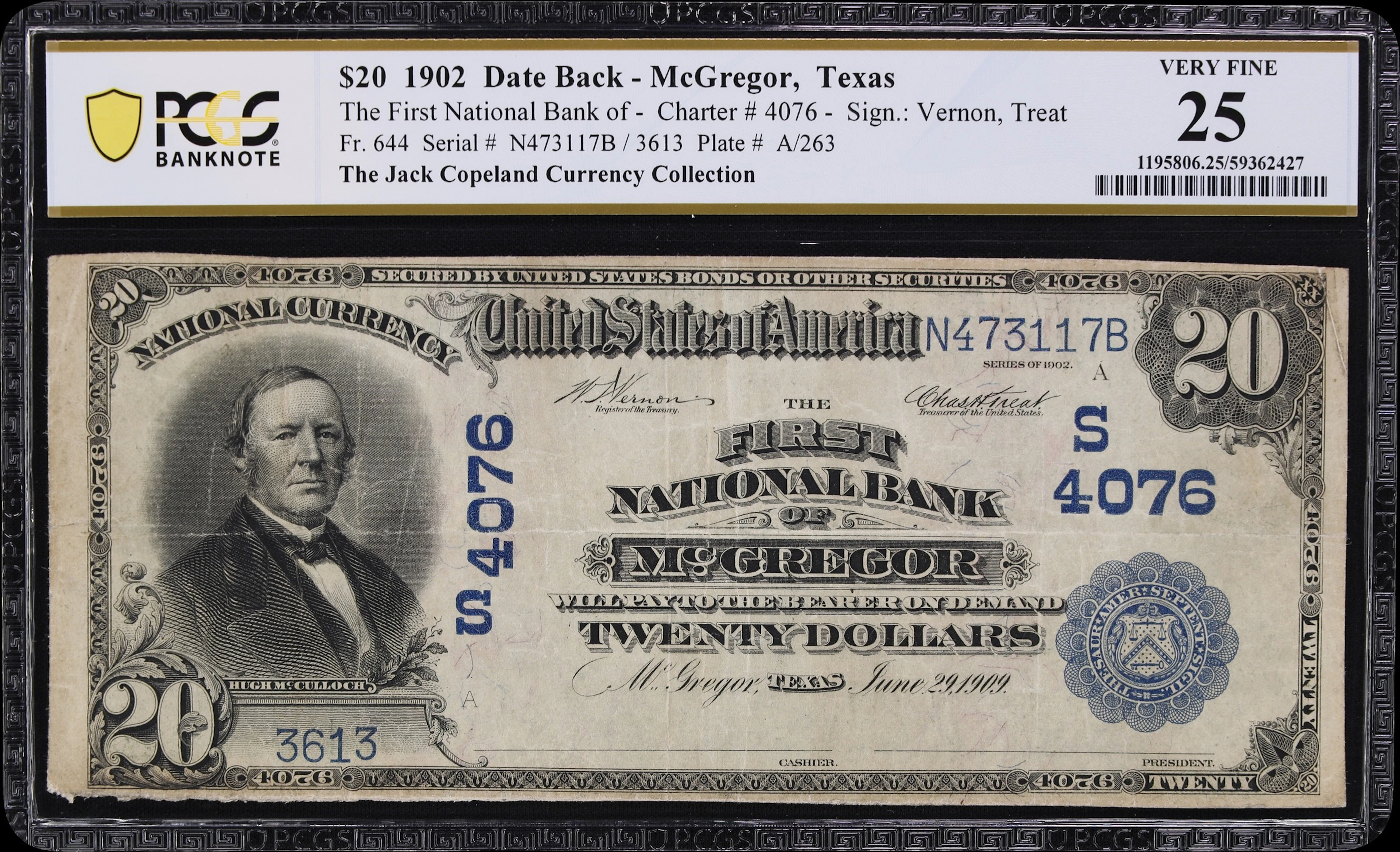 McGregor, Texas. $20 1902 Date Back. Fr. 644. First NB. Charter #4076.