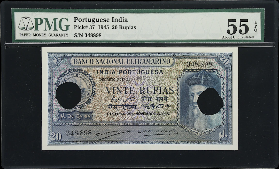 PORTUGUESE INDIA. Banco Nacional Ultramarino. 20 Rupias, 29.11.1945.