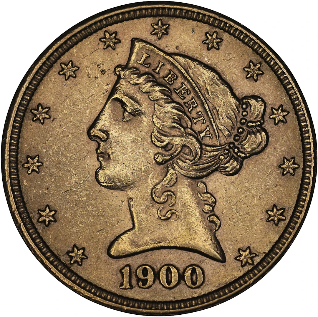 (0.242 oz, 7.527 g AGW). 1900 Liberty Head Half Eagle Gold $5.