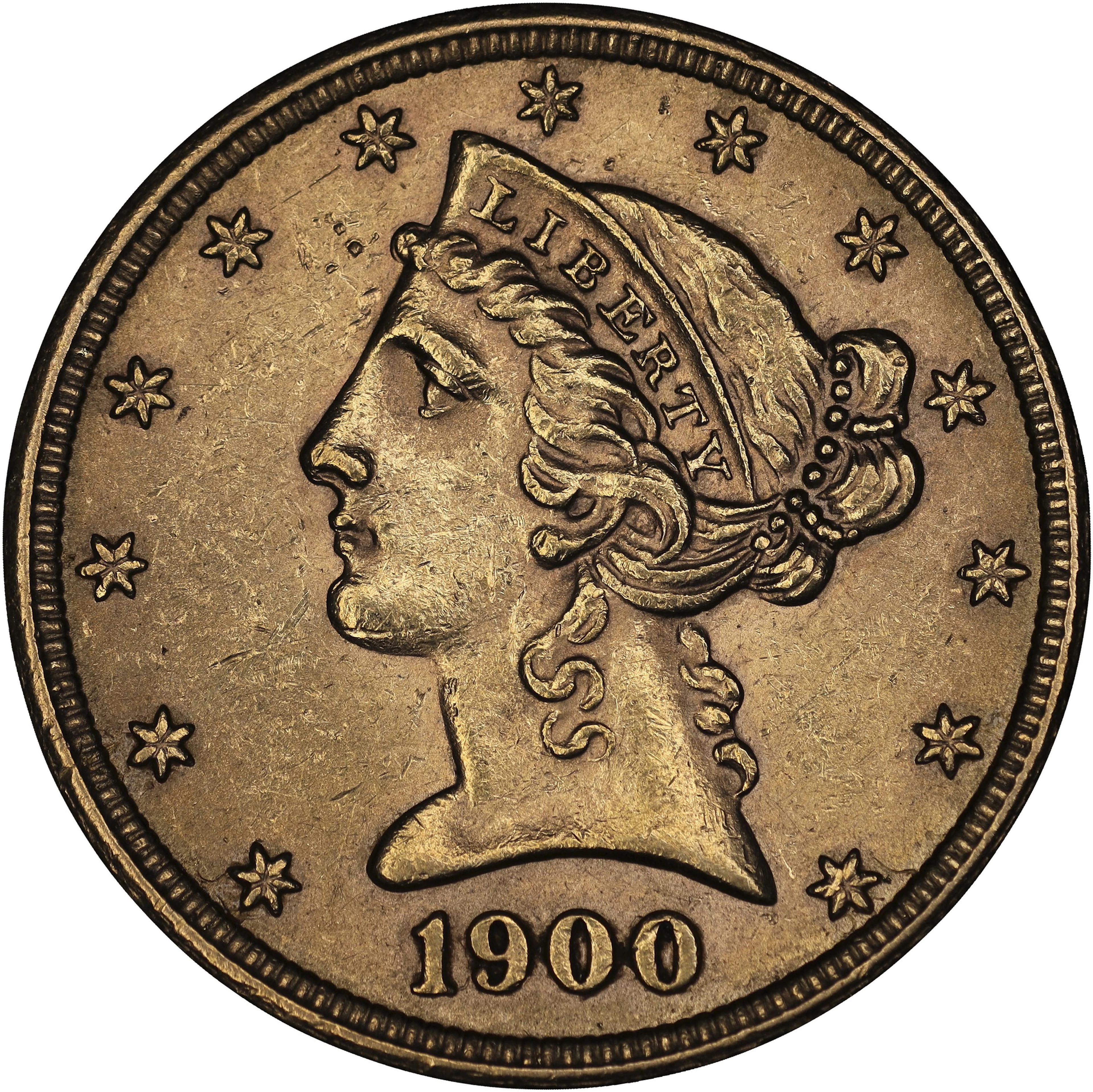 (0.242 oz, 7.527 g AGW). 1900 Liberty Head Half Eagle Gold $5.