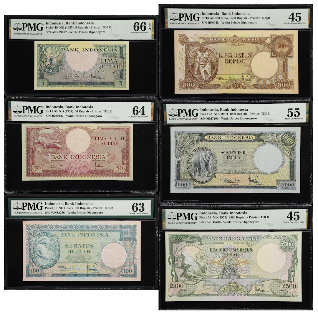 INDONESIA. Lot of (6). Bank Indonesia. 5, 50, 100, 500, 1000, & 2500