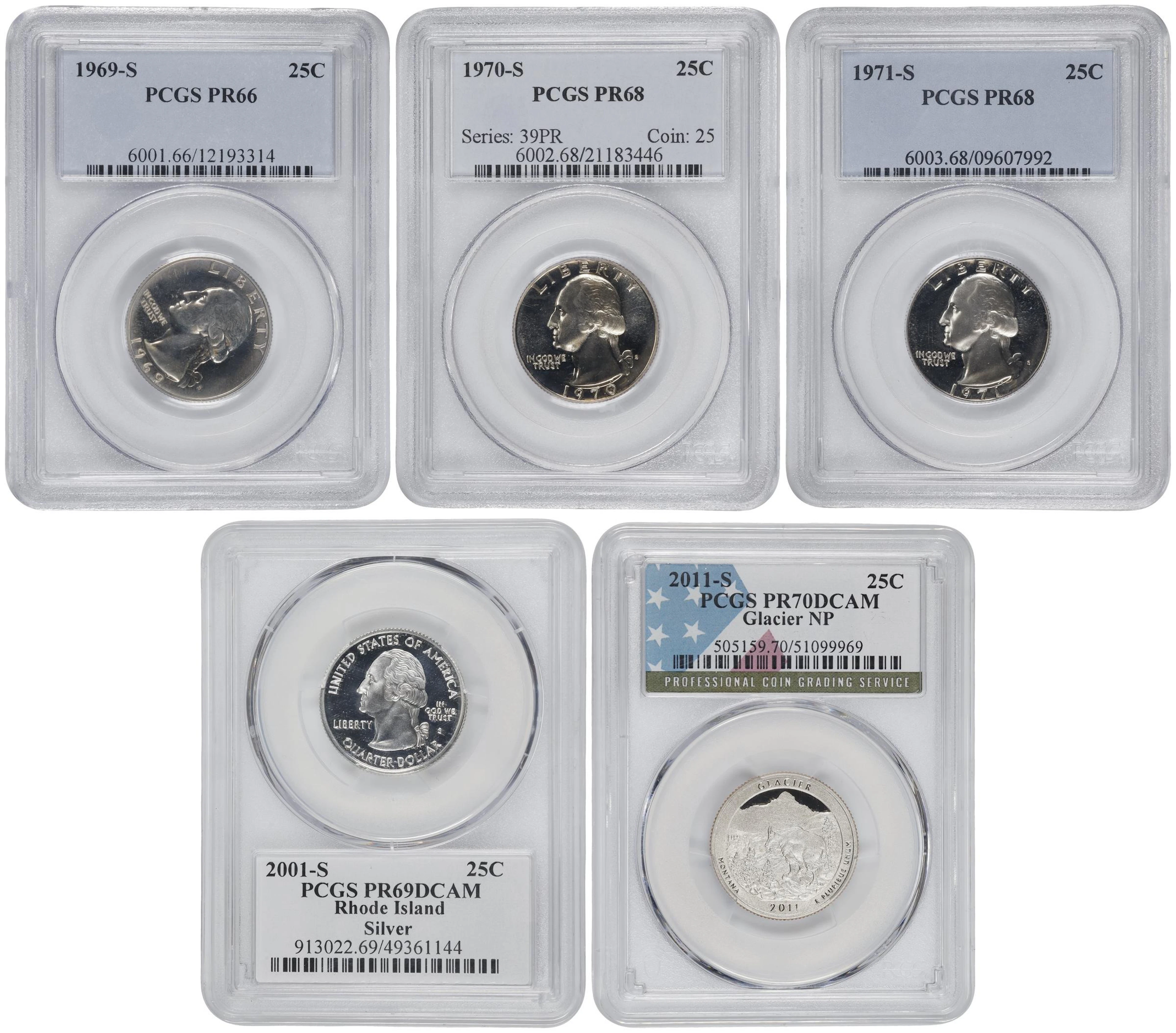 Lot of (5) Washington Quarters. (PCGS).