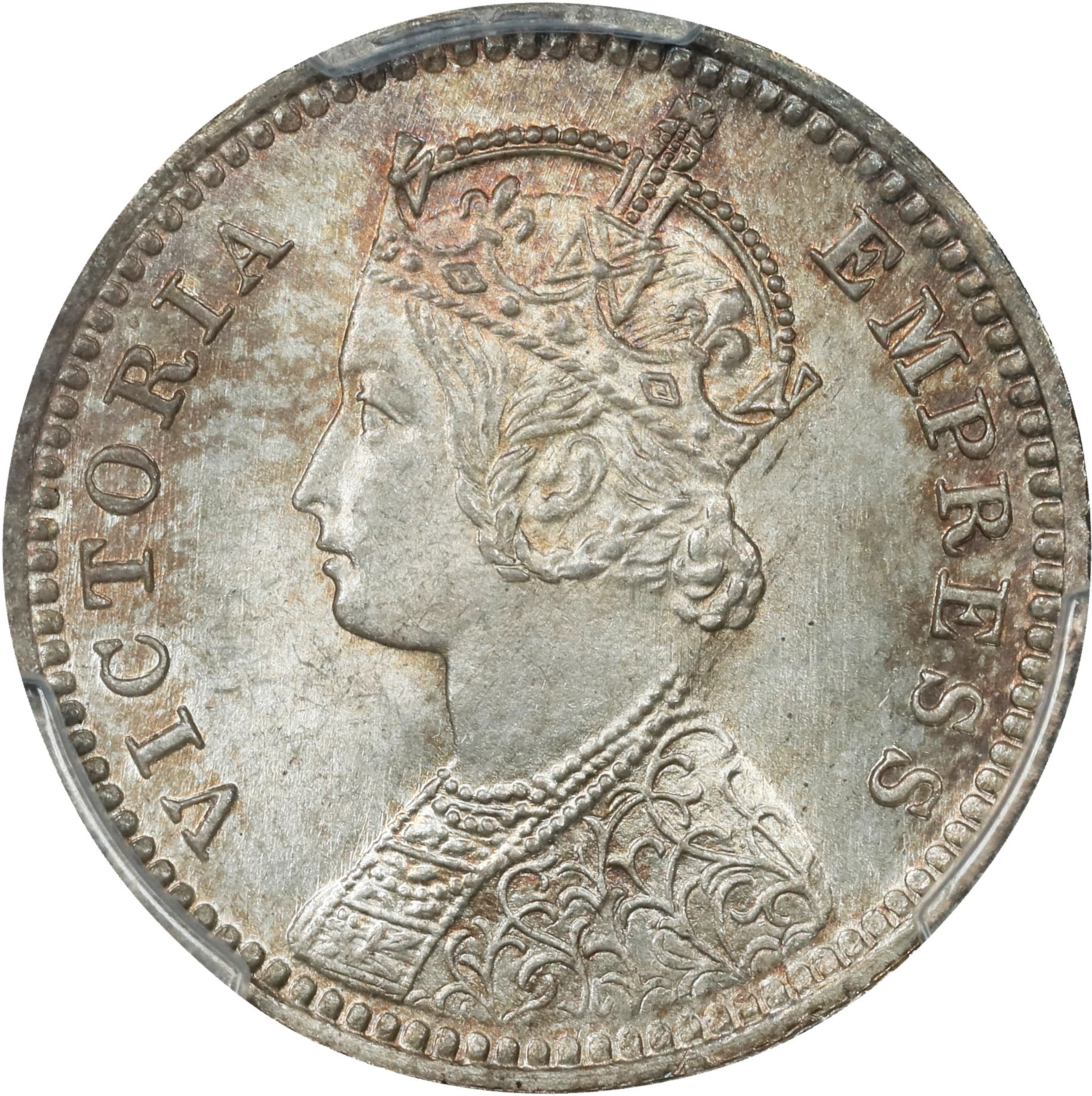 INDIA. 1/4 Rupee, 1894-C. Calcutta Mint. Victoria. PCGS MS-66.