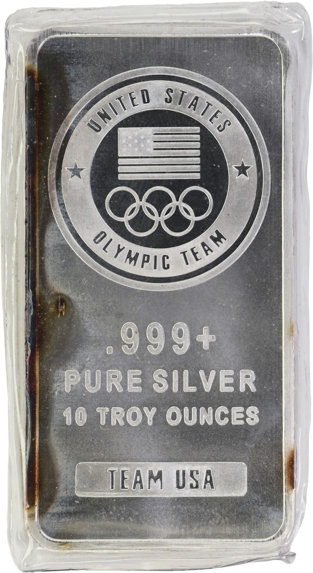 (10 oz, 311.04 g ASW). United States Olympic Team 10 oz Silver Bar.