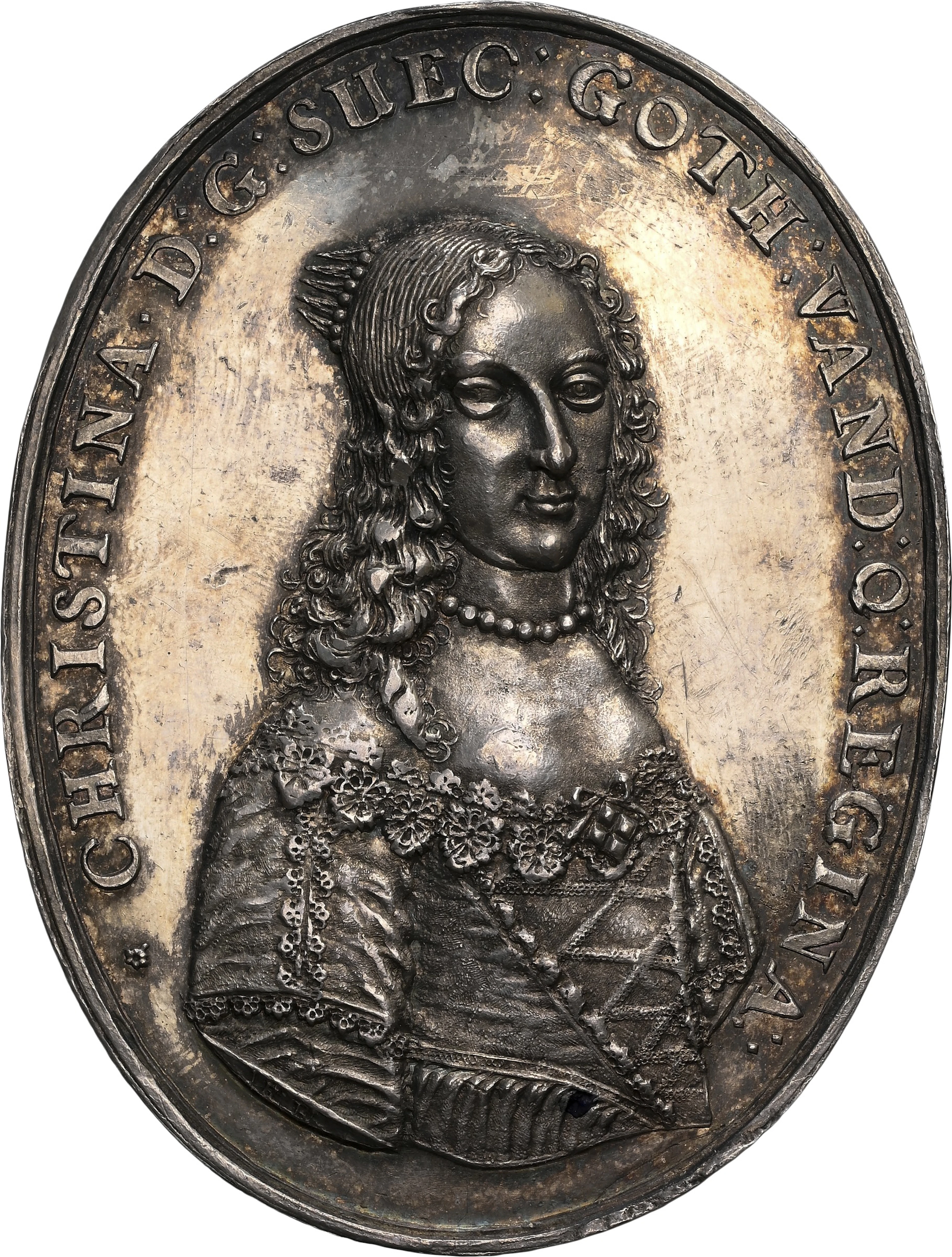 SWEDEN. The Queen's Coronation Silver Medal, 1650. Riga Mint. Kristina.