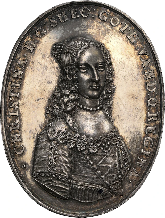SWEDEN. The Queen's Coronation Silver Medal, 1650. Riga Mint. Kristina.