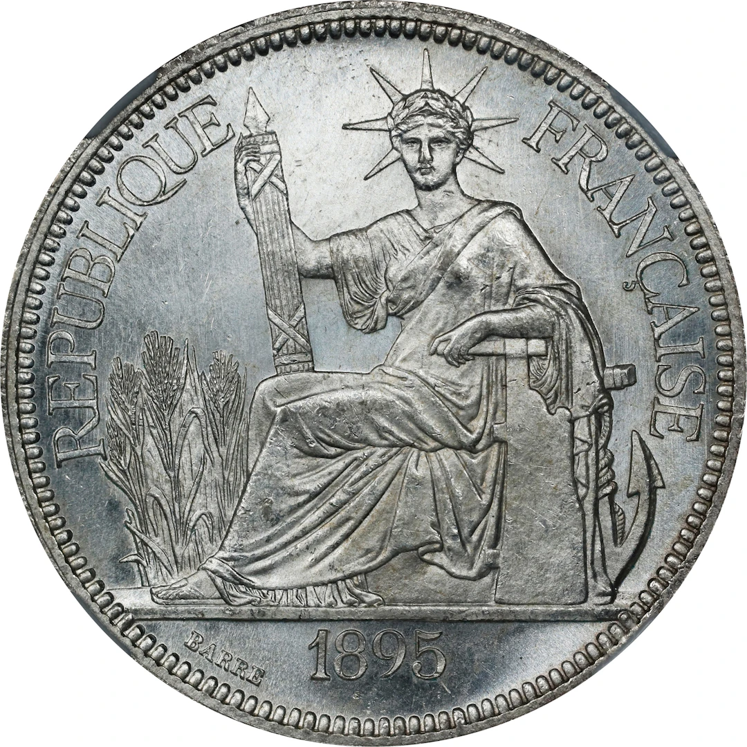 FRENCH INDO-CHINA. Piastre, 1895-A. Paris Mint. NGC MS-64.