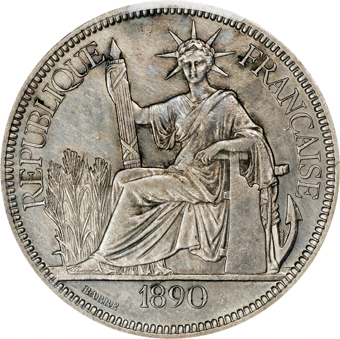 FRENCH INDO-CHINA. Piastre, 1890-A. Paris Mint. PCGS Genuine--Environmental