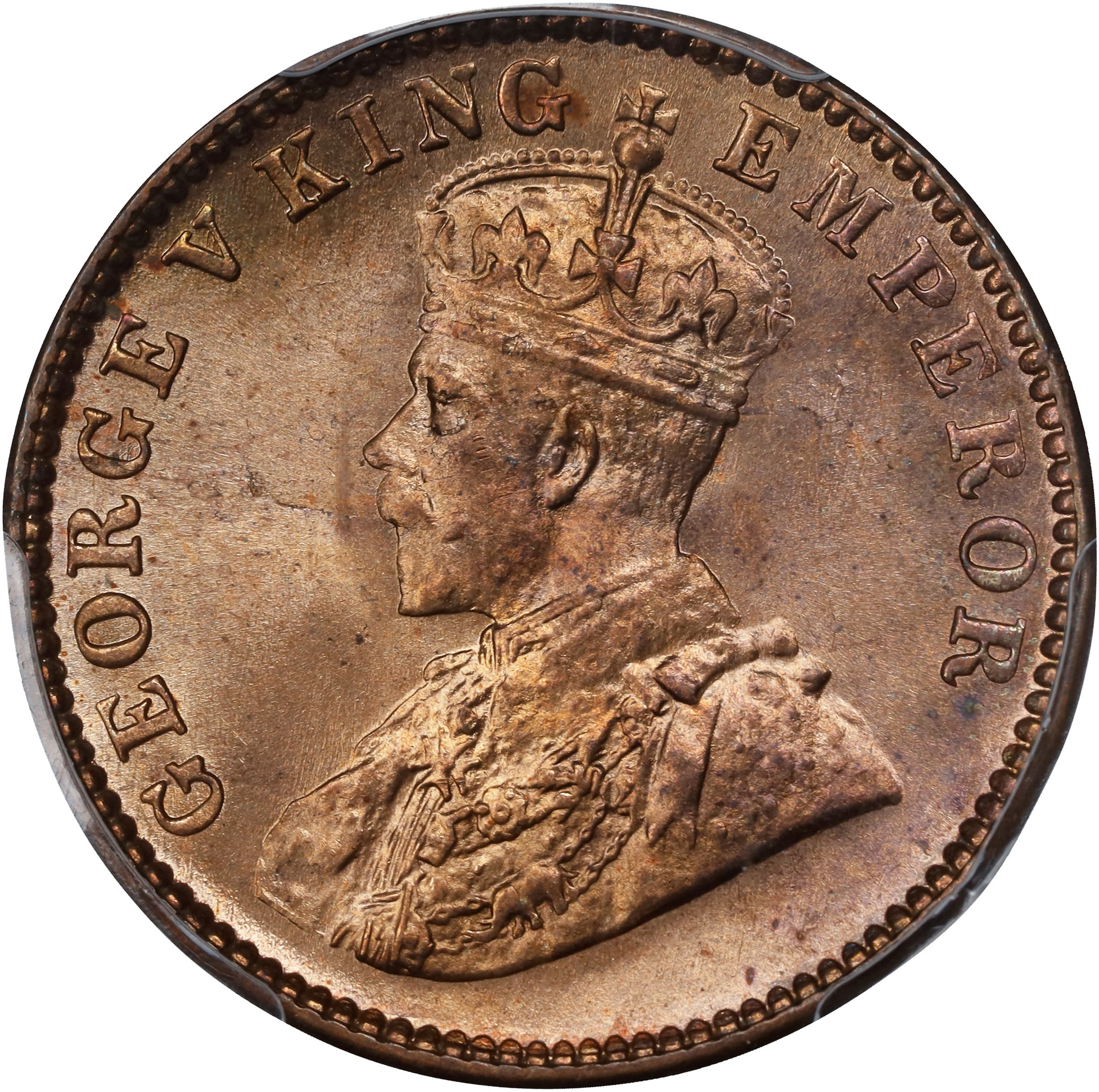 INDIA. 1/4 Anna, 1928-(C). Calcutta Mint. George V. PCGS MS-65 Red.