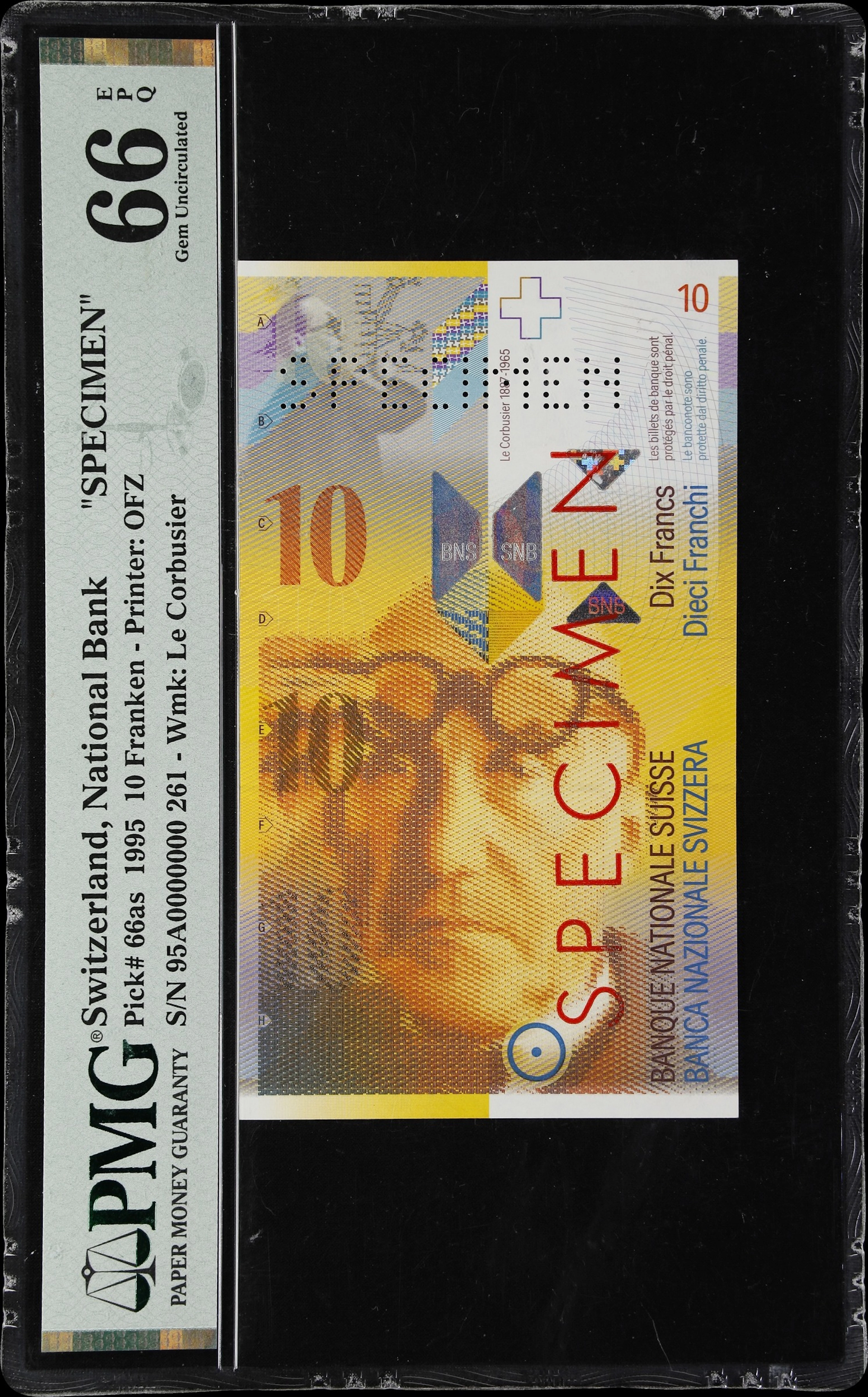 SWITZERLAND. Schweizerische Nationalbank. 10 Franken, 1995. P-66as.