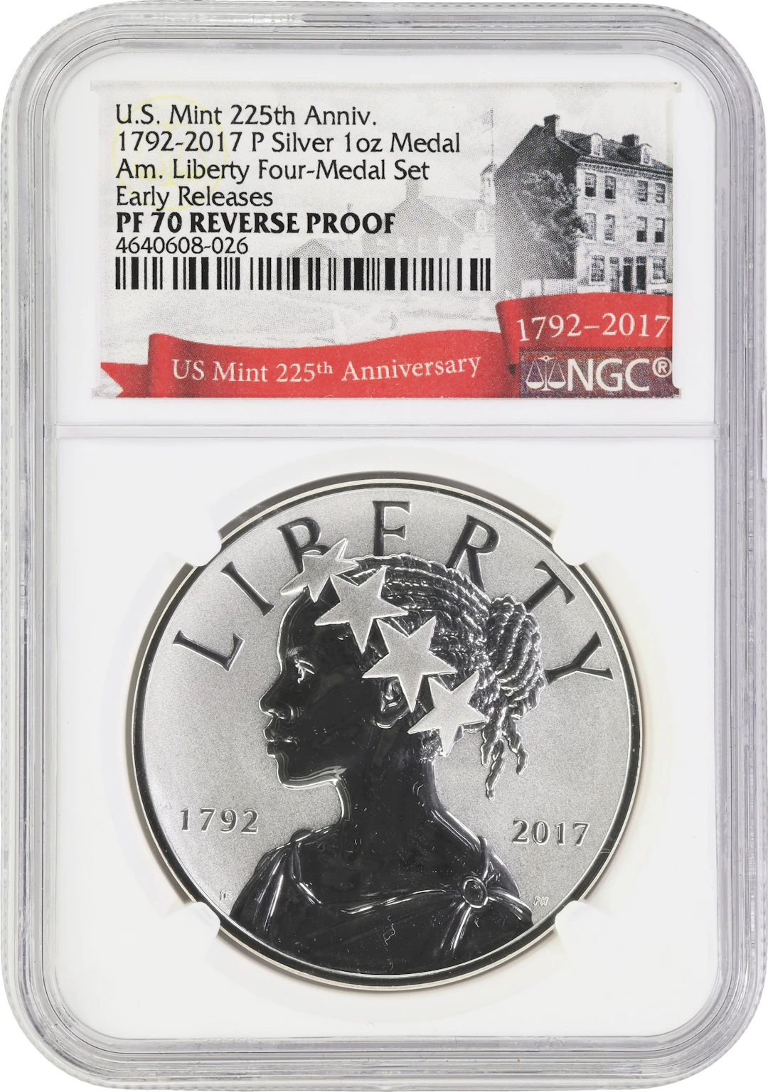 (1 oz, 31.104 g ASW). 2017-P American Liberty 225th Anniversary Silver