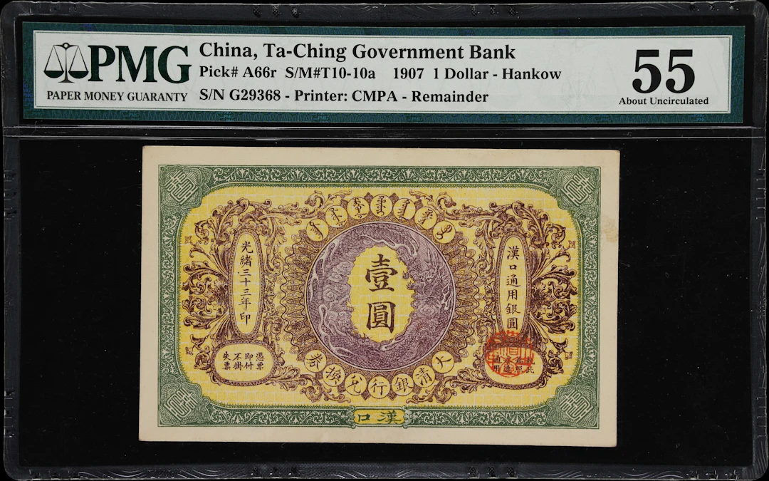(t) CHINA--EMPIRE. Ta-Ching Government Bank. 1 Dollar, 1.6.1907. P-A66r.