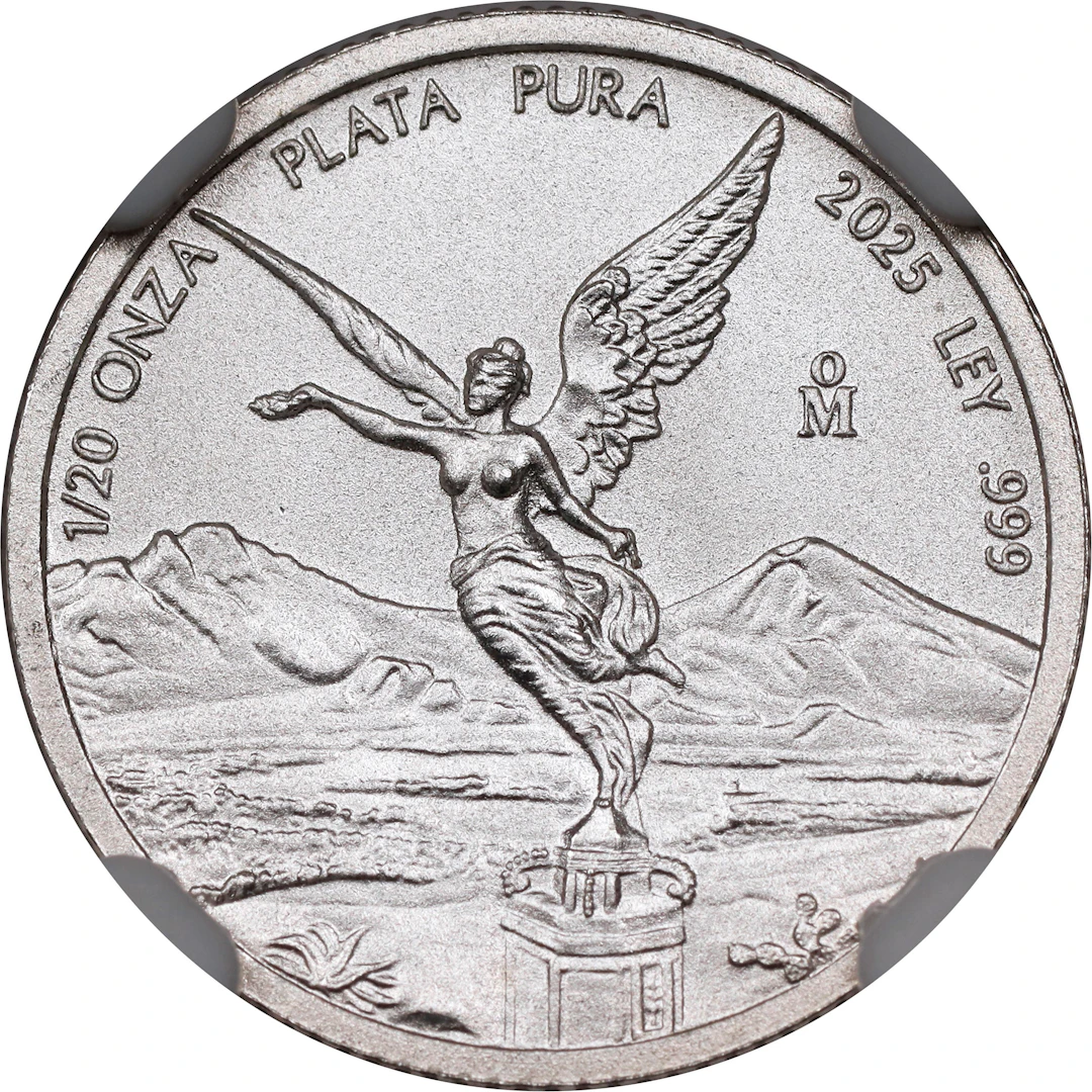 MEXICO. Silver 1/20 Onza, 2025-Mo. Mexican (San Luis Potosi) Mint. NGC MS-70.