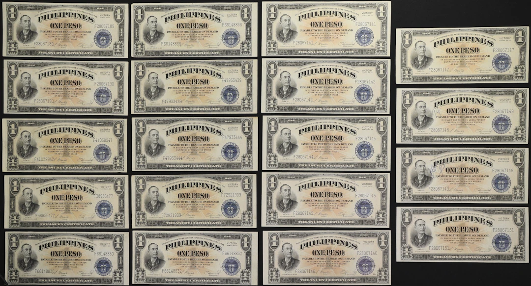 PHILIPPINES. Lot of (19). Treasury of the Philippines. 1 Peso, ND