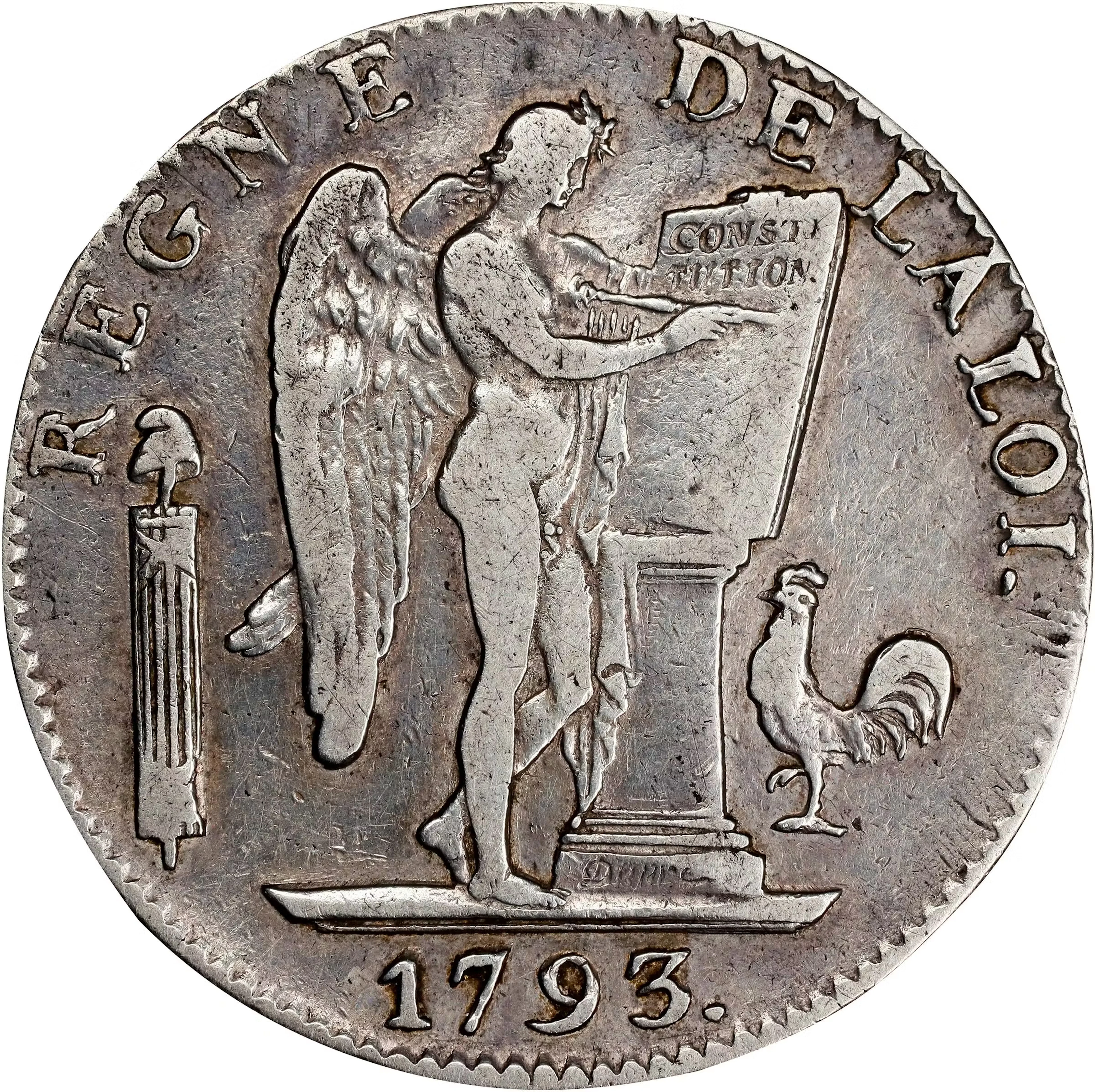 FRANCE. National Convention. Ecu de 6 Livres, Year II/1793-T. Nantes