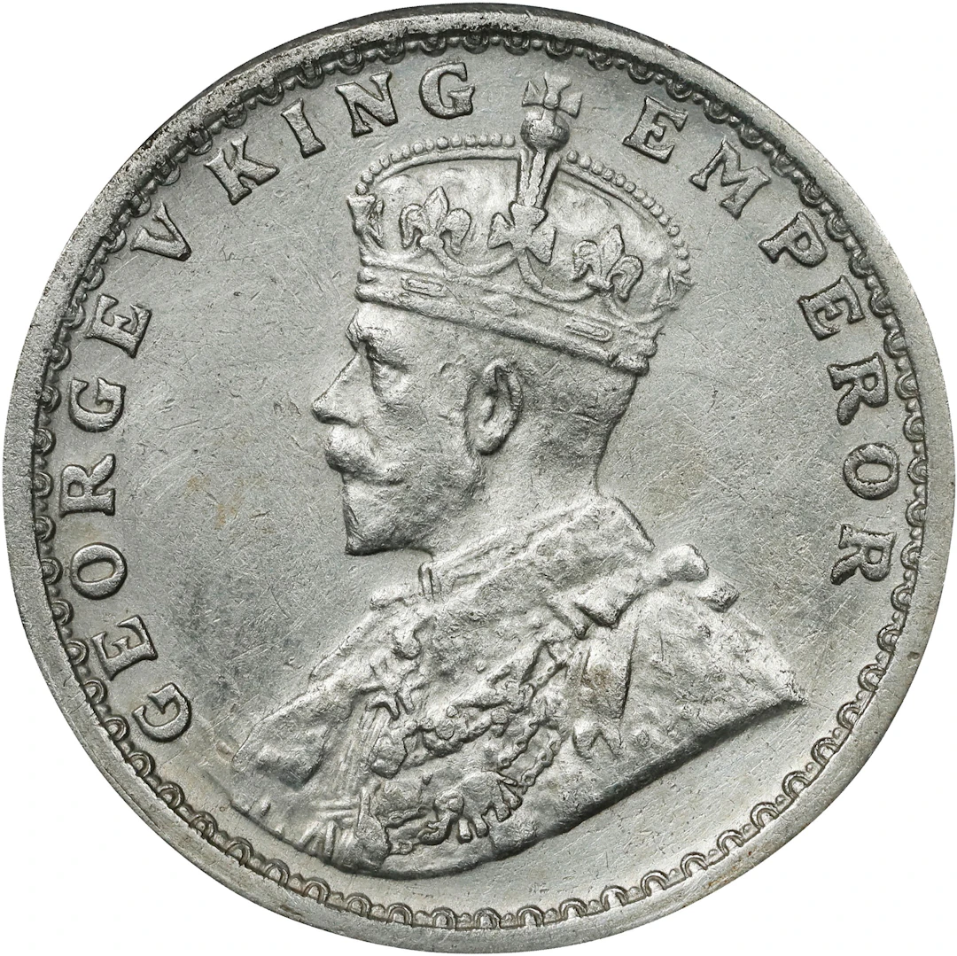INDIA. 1/2 Rupee, 1913-(B). Bombay Mint. George V. PCGS Genuine--Cleaned
