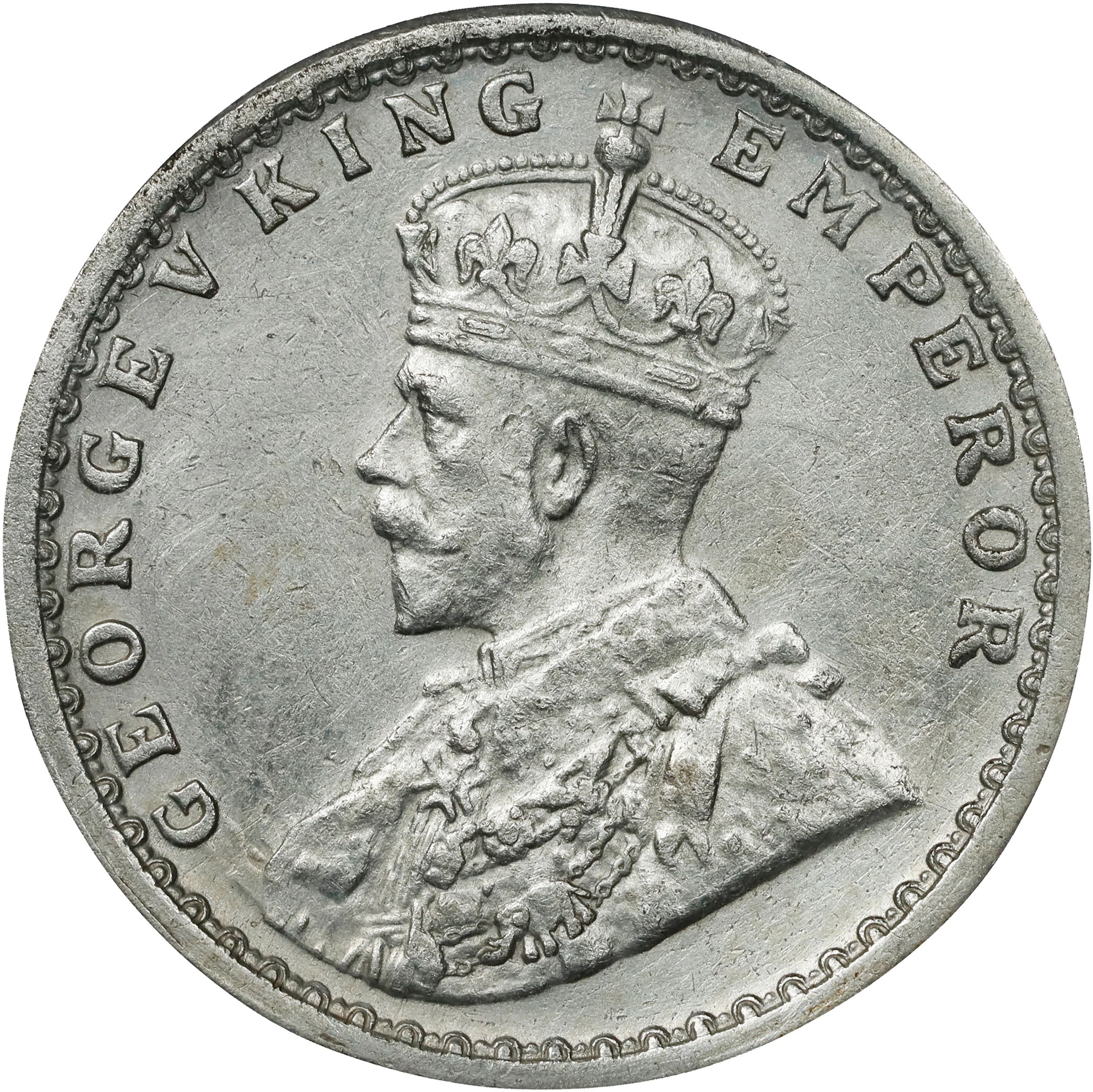 INDIA. 1/2 Rupee, 1913-(B). Bombay Mint. George V. PCGS Genuine--Cleaned