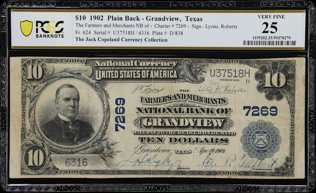 Grandview, Texas. $10 1902 Plain Back. Fr. 624. Farmers & Merchants
