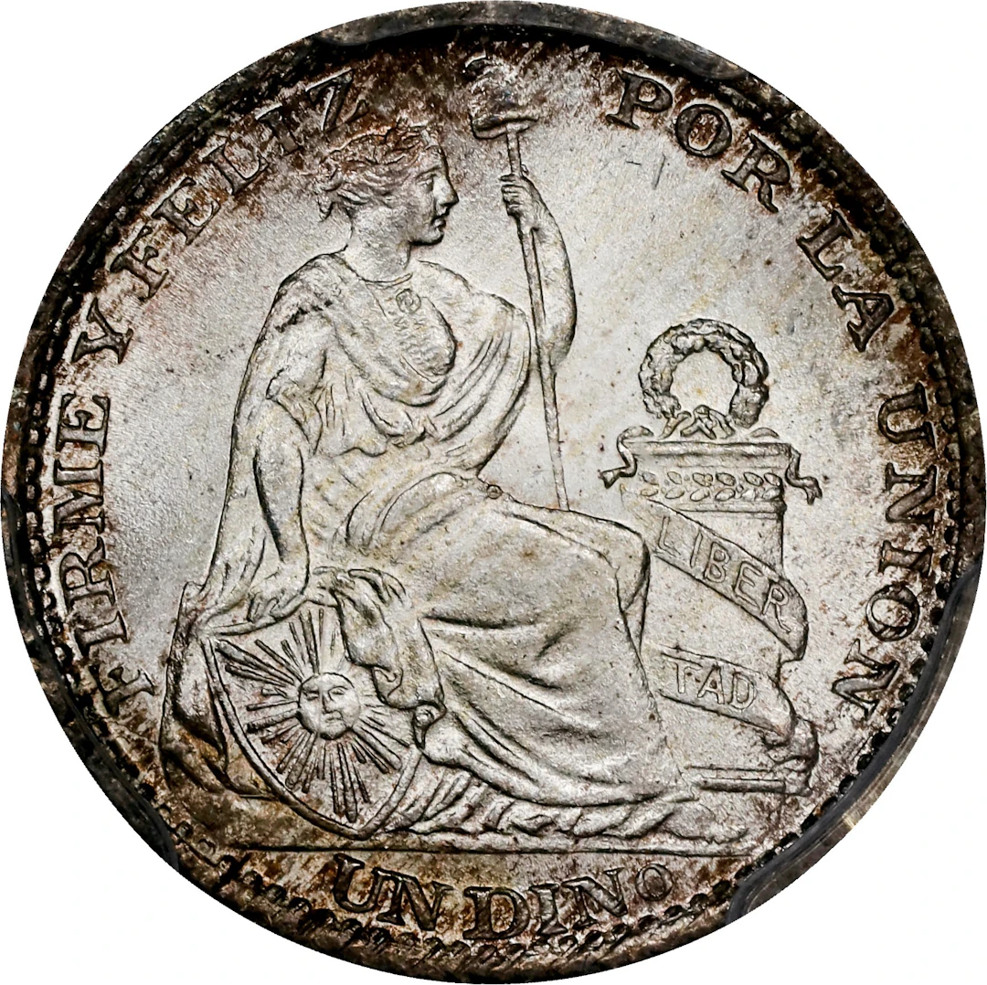 PERU. Dinero, 1896-LIMA TF. Lima Mint. PCGS MS-67.