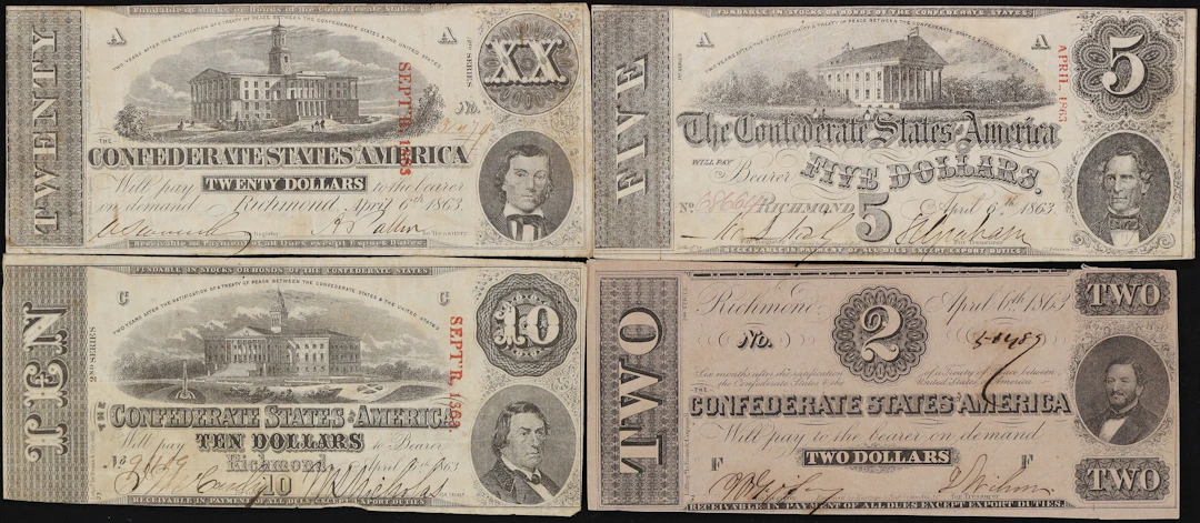Lot of (4) T-58, T-59, T-60, & T-61. Confederate Currency. 1863 $2