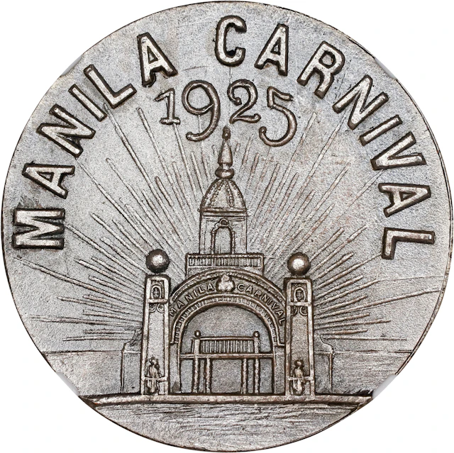 PHILIPPINES. Manila. Carnival Silvered Bronze Medal, 1925. NGC MS-65.