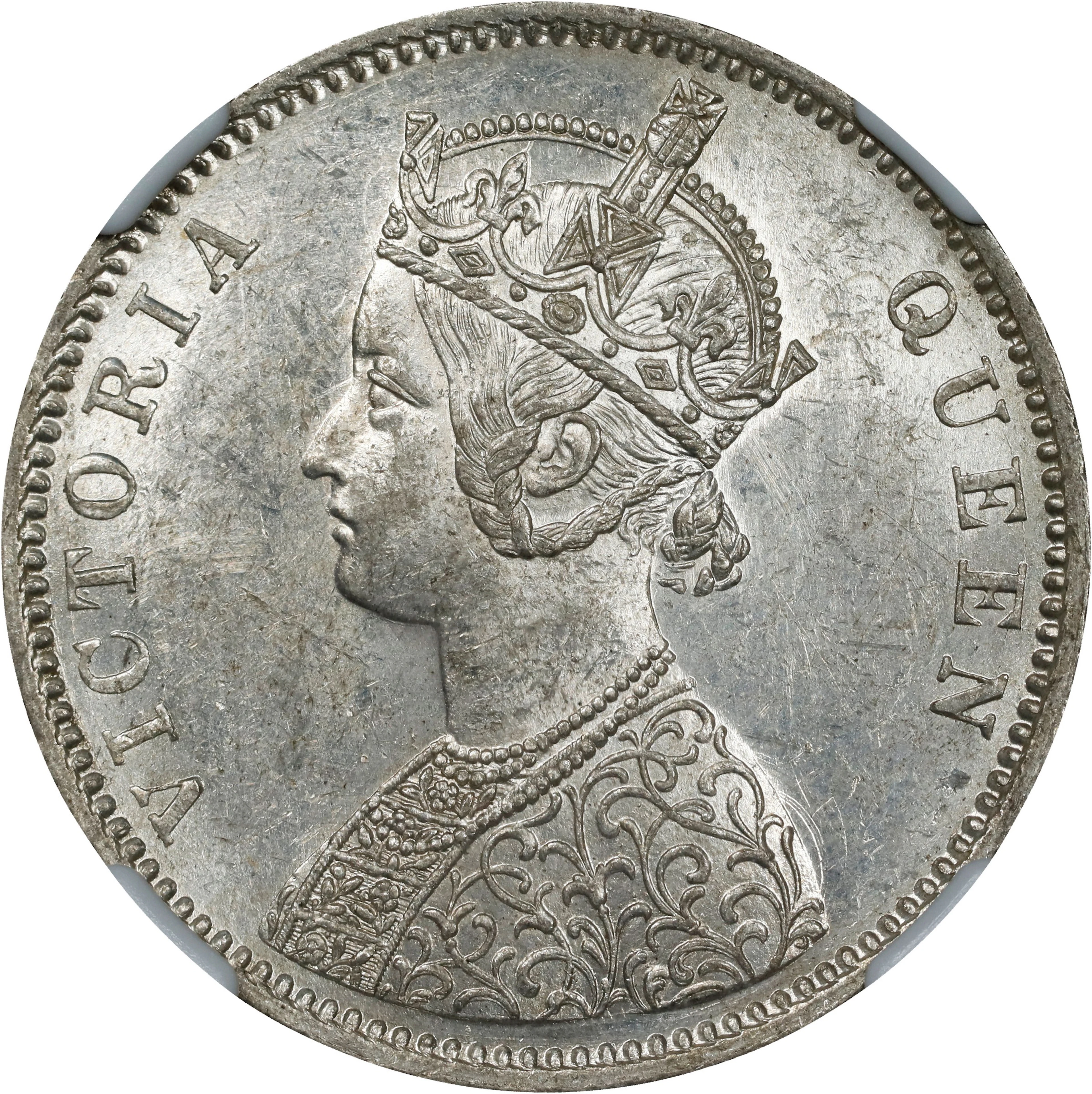 INDIA. Rupee, 1875-(B). Bombay Mint. Victoria. NGC MS-61.