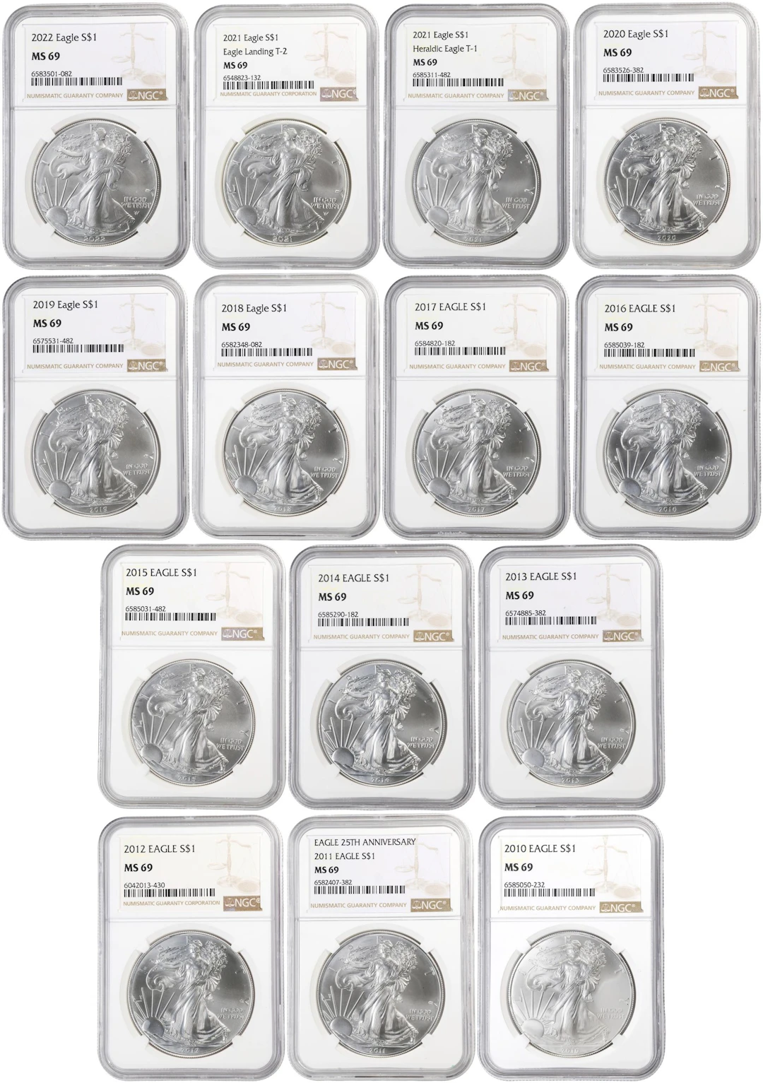 (14 oz, 435.456 g ASW). 2010-2022 American Silver Eagle Complete Date