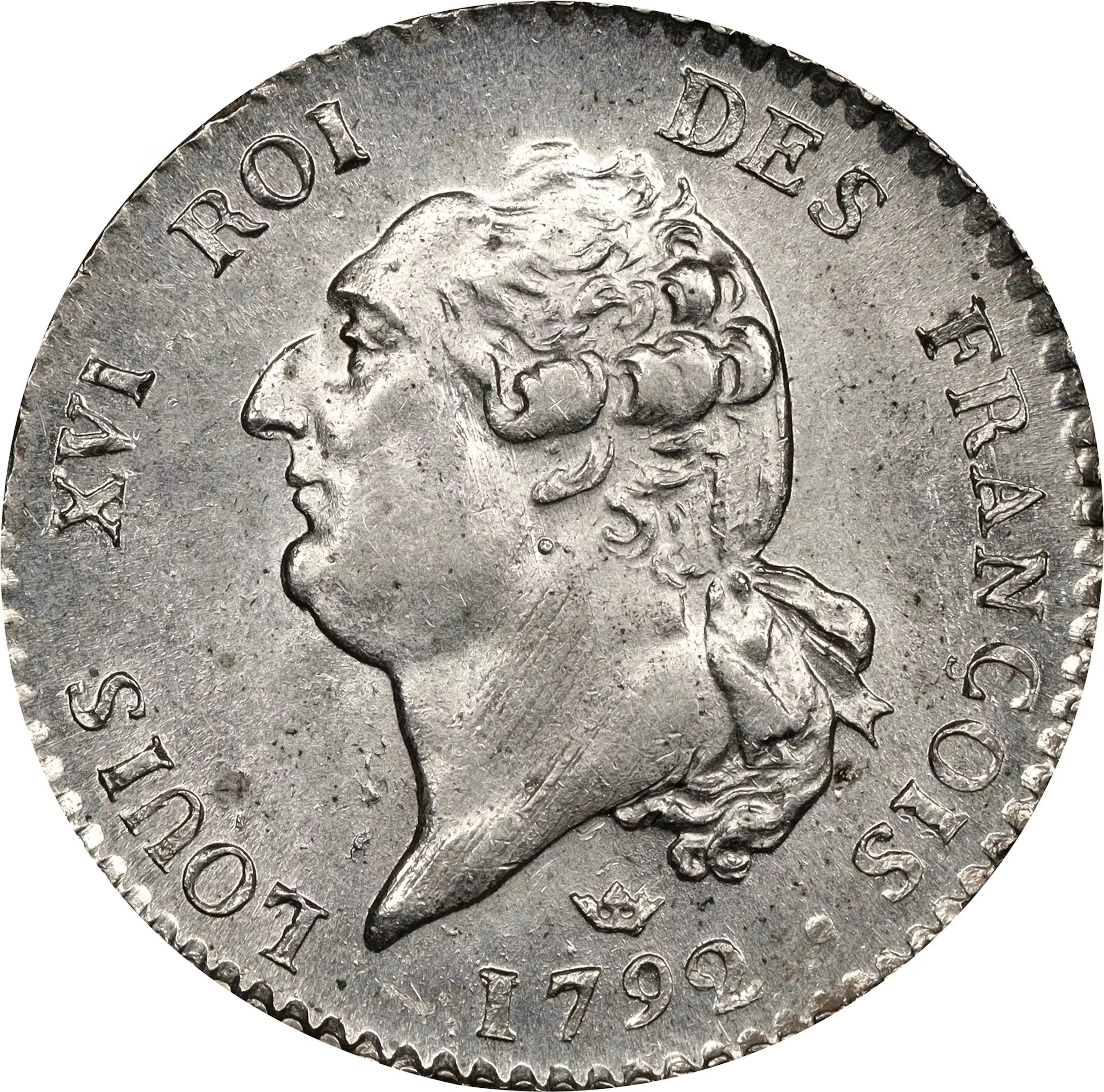 FRANCE. Constitution. 15 Sols, Year 4/1792-M. Toulouse Mint. Louis