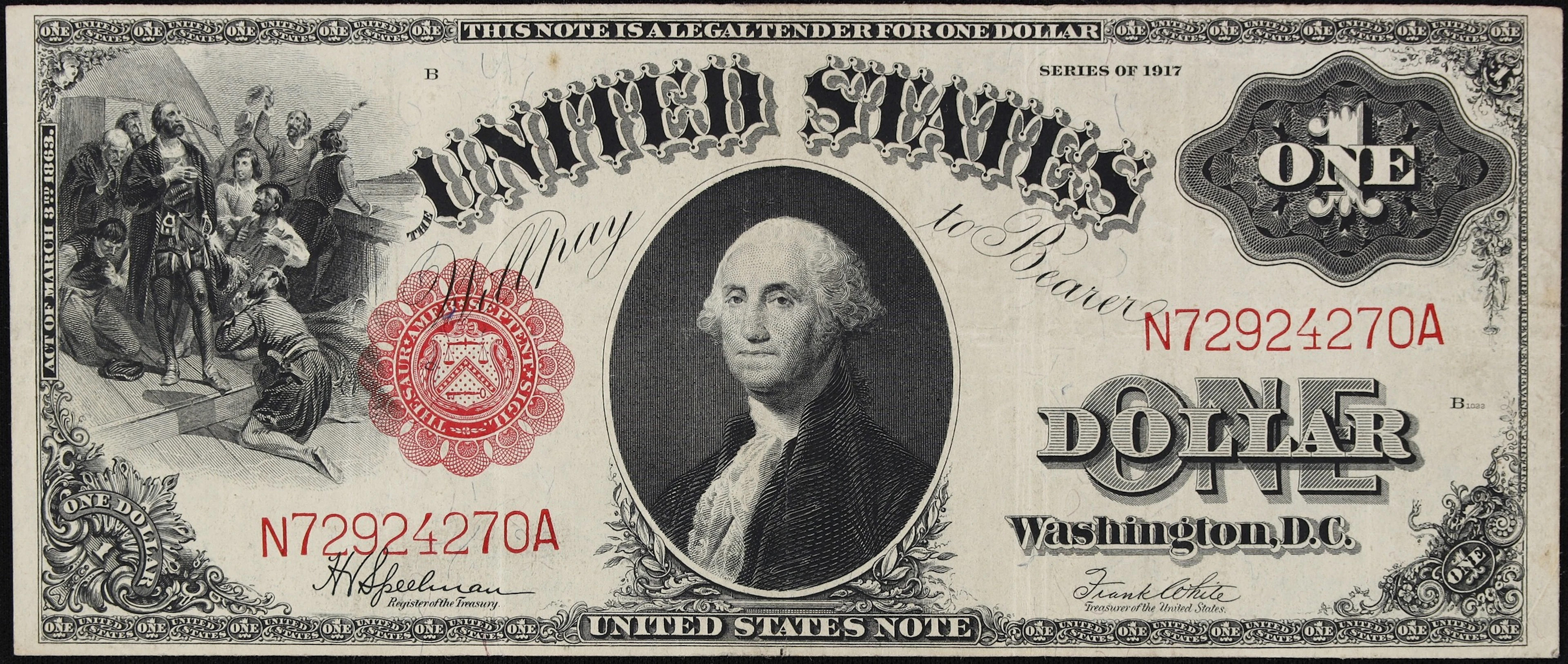 Fr. 39. 1917 $1 Legal Tender Note. Very Fine.