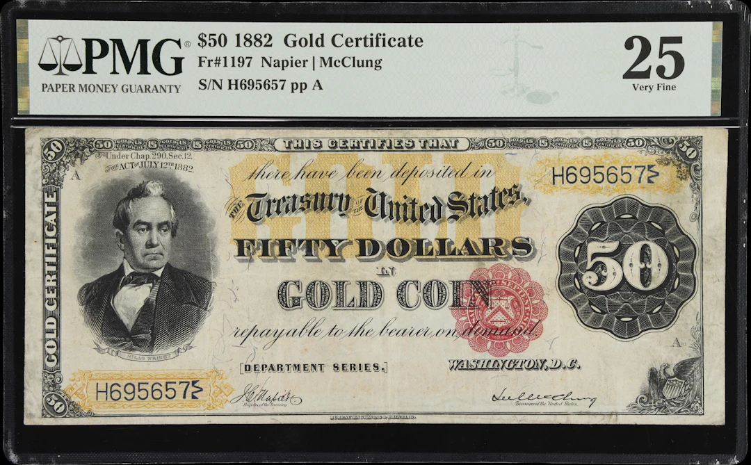 Fr. 1197. 1882 $50 Gold Certificate. PMG Very Fine 25.