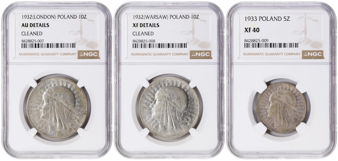 POLAND. Trio of Silver Denominations (3 Pieces), 1932 & 1933. All
