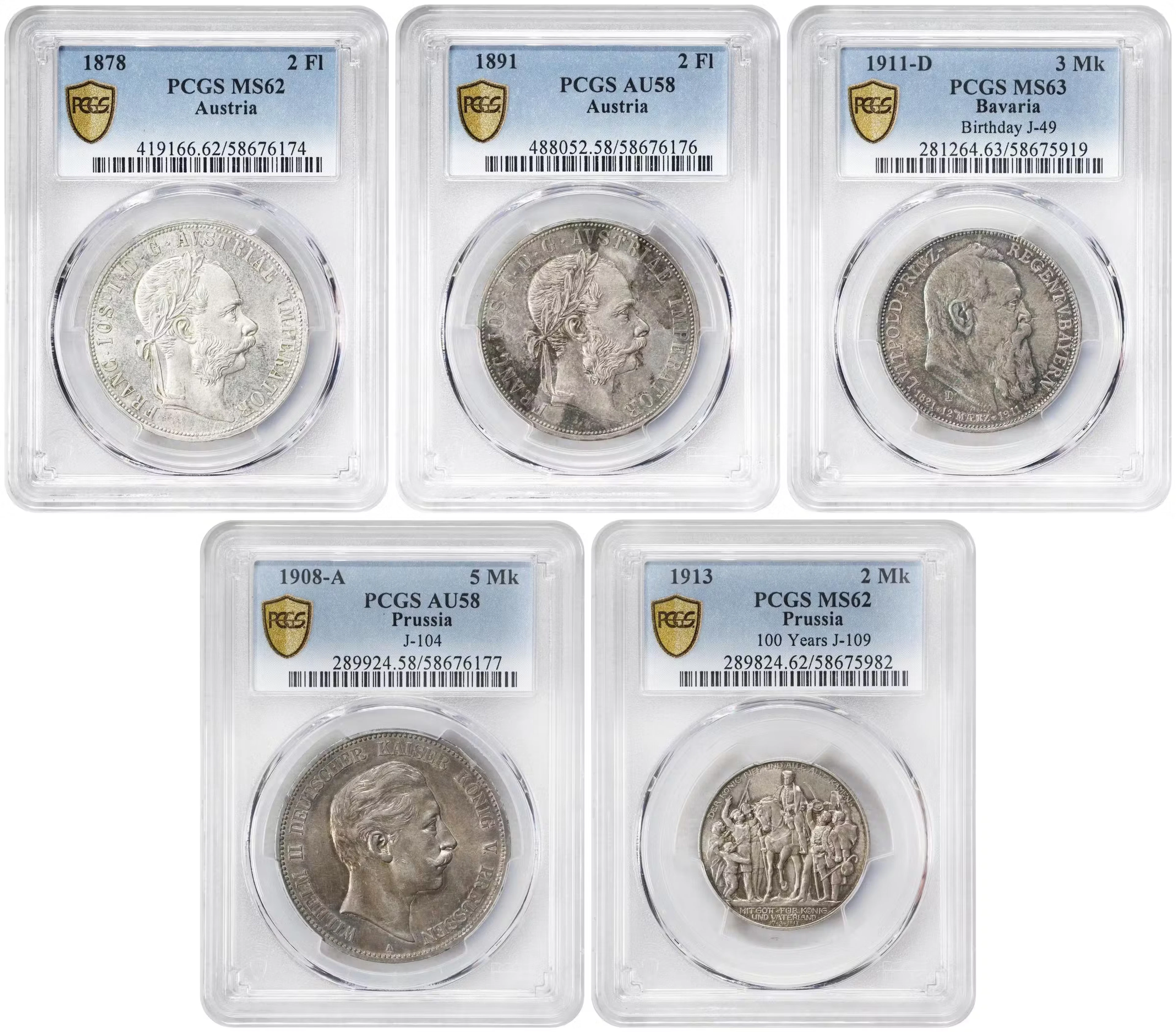 MIXED LOTS. Central Europe. Quintet of Mixed Denominations (5 Pieces)