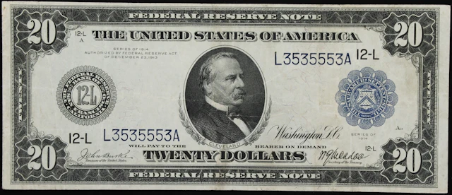 Fr. 1008. 1914 $20 Federal Reserve Note. San Francisco. Very Fine.