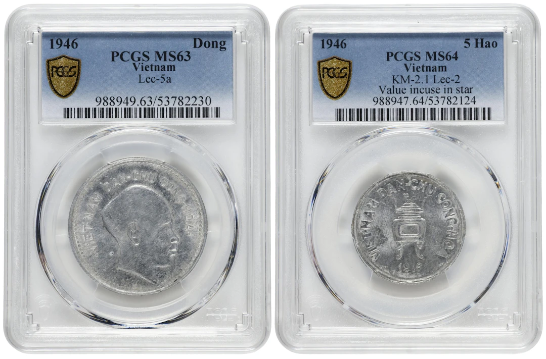 VIETNAM. Duo of Mixed Denominations (2 Pieces), 1946. Hanoi Mint.