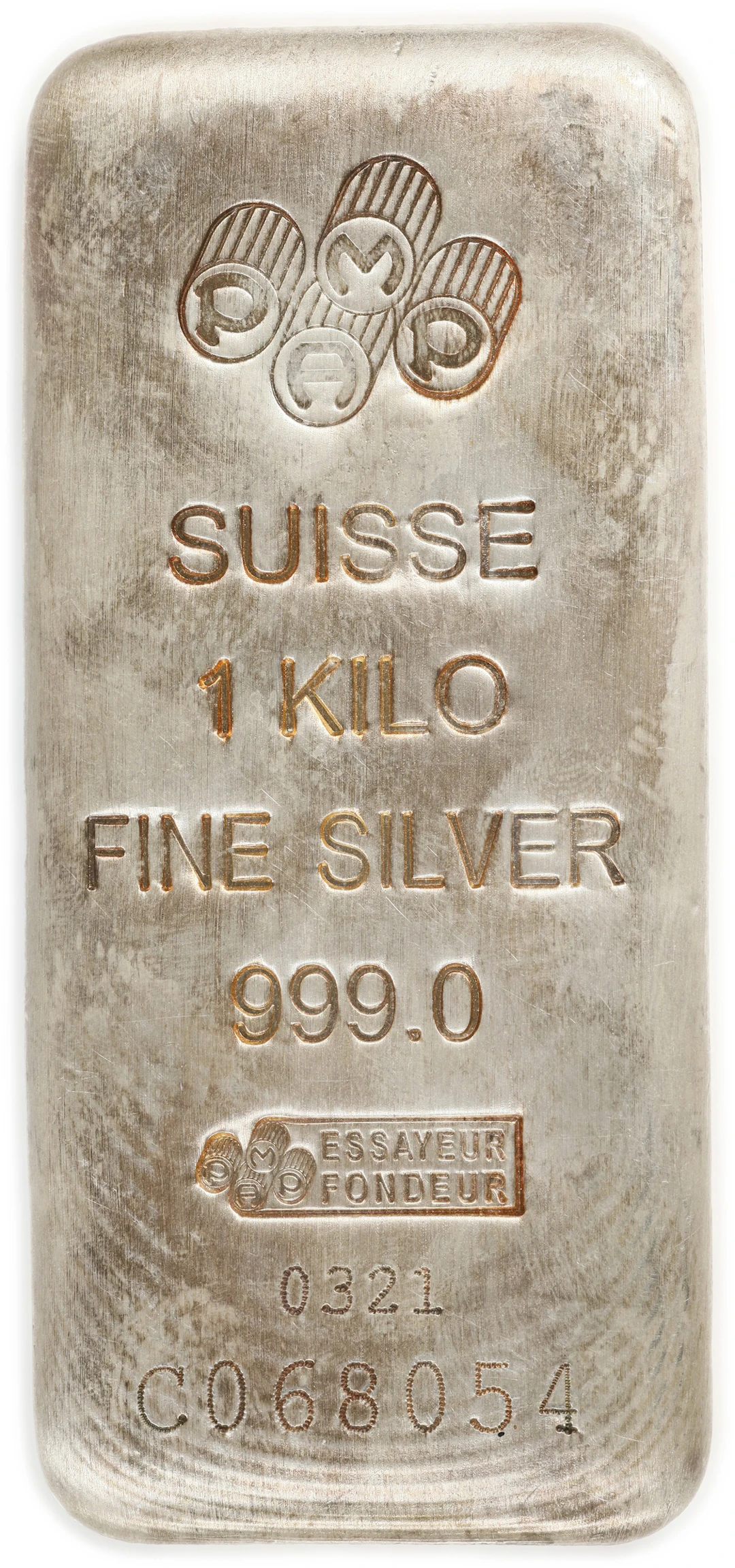 (32.151 oz, 1000 g ASW). PAMP 1 Kilo Silver Bar.