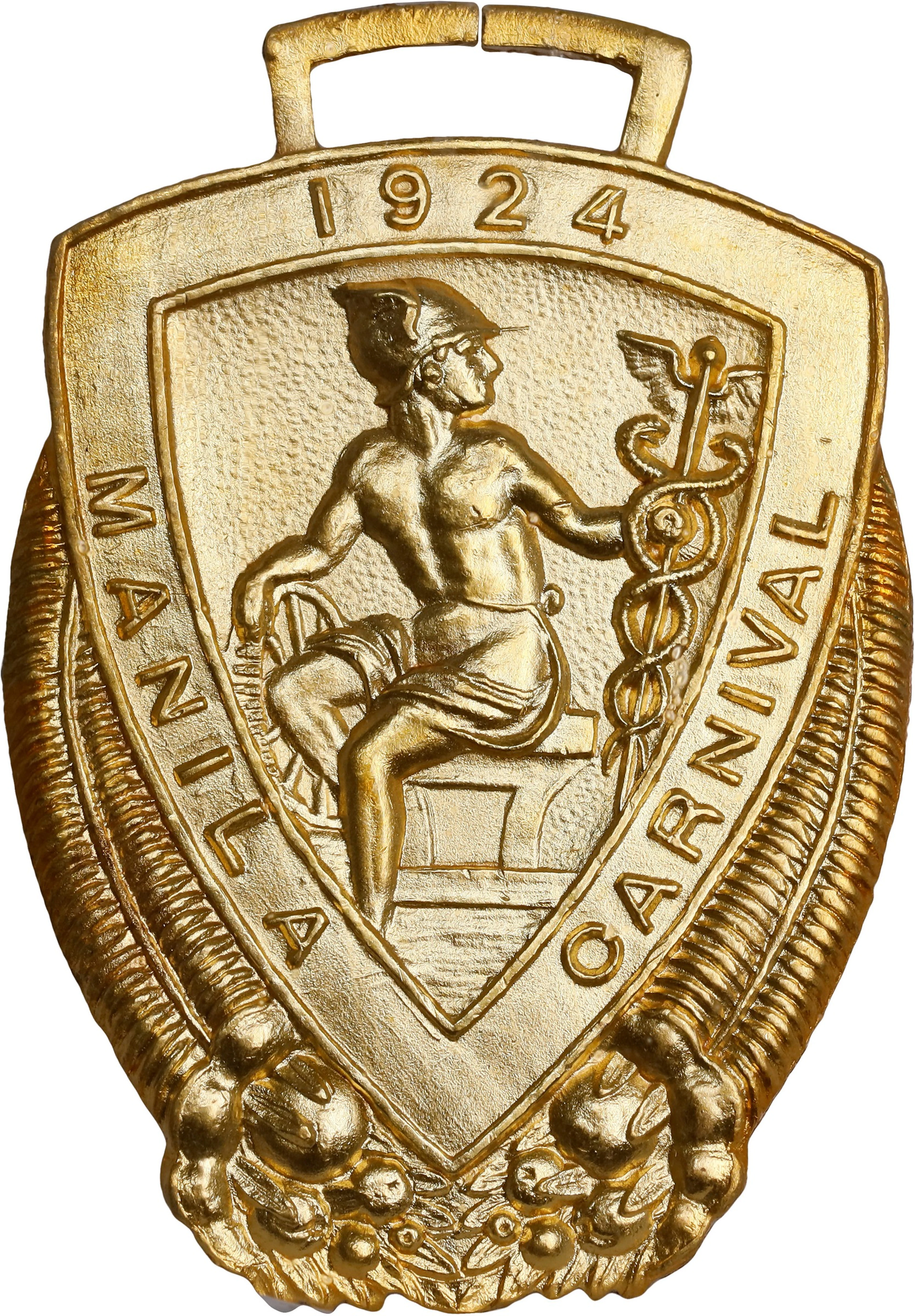 PHILIPPINES. Manila Carnival Gilt Bronze Badge, 1924. NGC MS-64.